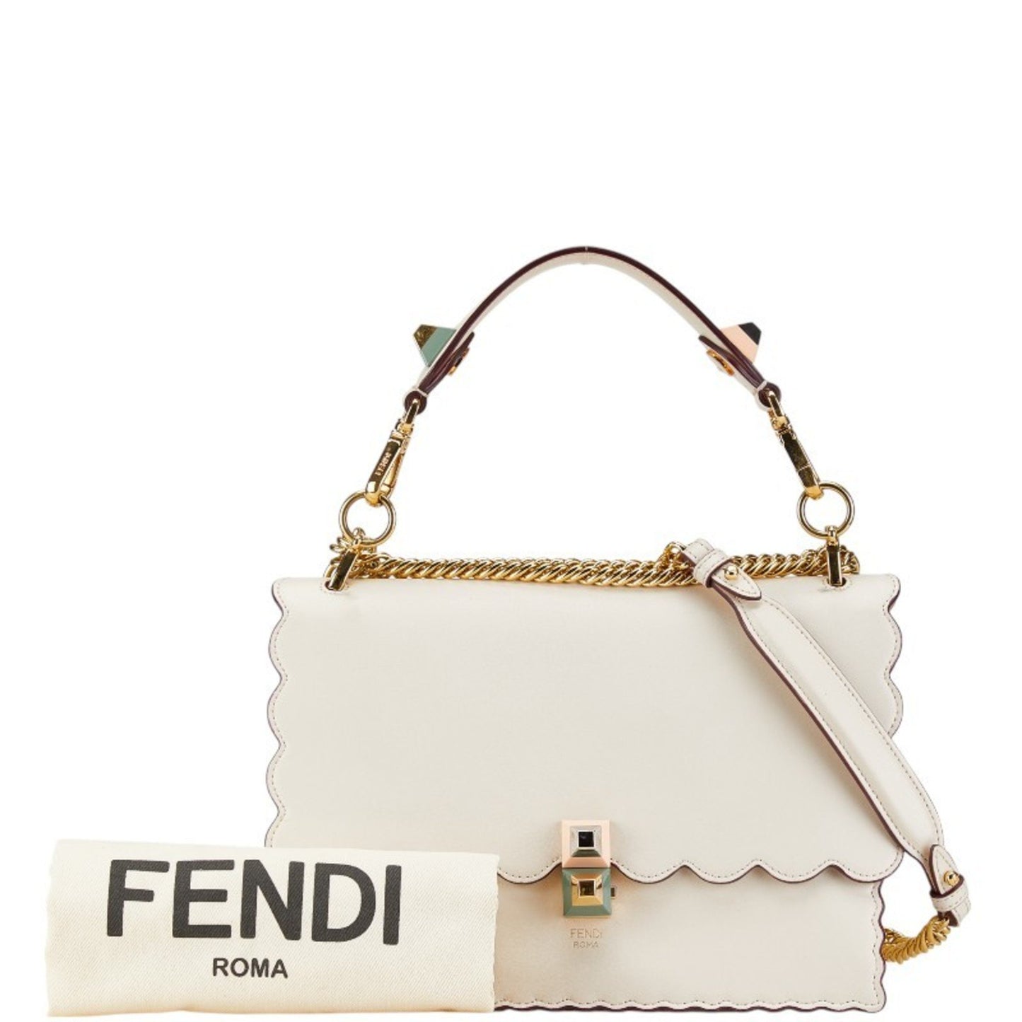 Fendi Kan I, Beige, Leather, handbag