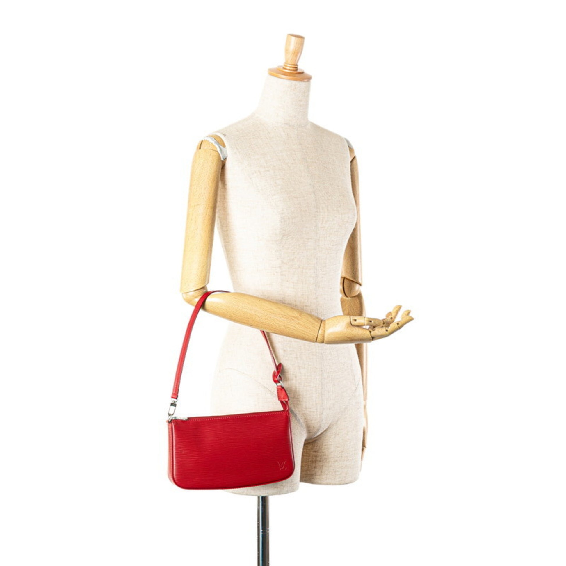 Louis Vuitton Pochette Accessoire, Red, Leather, clutch