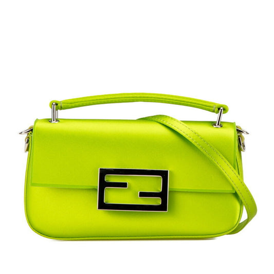 Fendi Baguette, Green, Silk, handbag