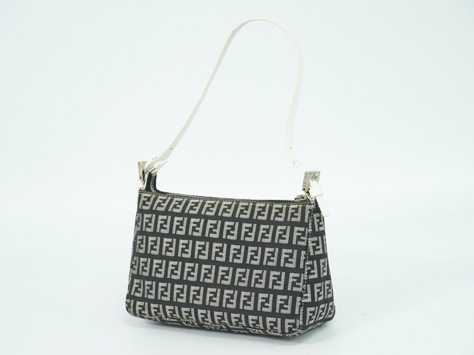 Fendi Zucchino, Black, Canvas, handbag