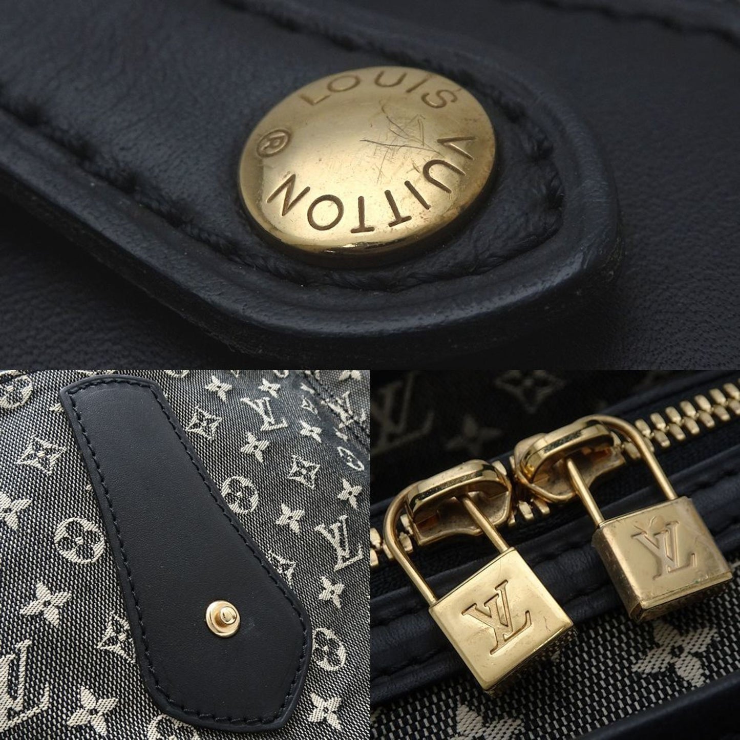 Louis Vuitton Marie, Black, Canvas, handbag