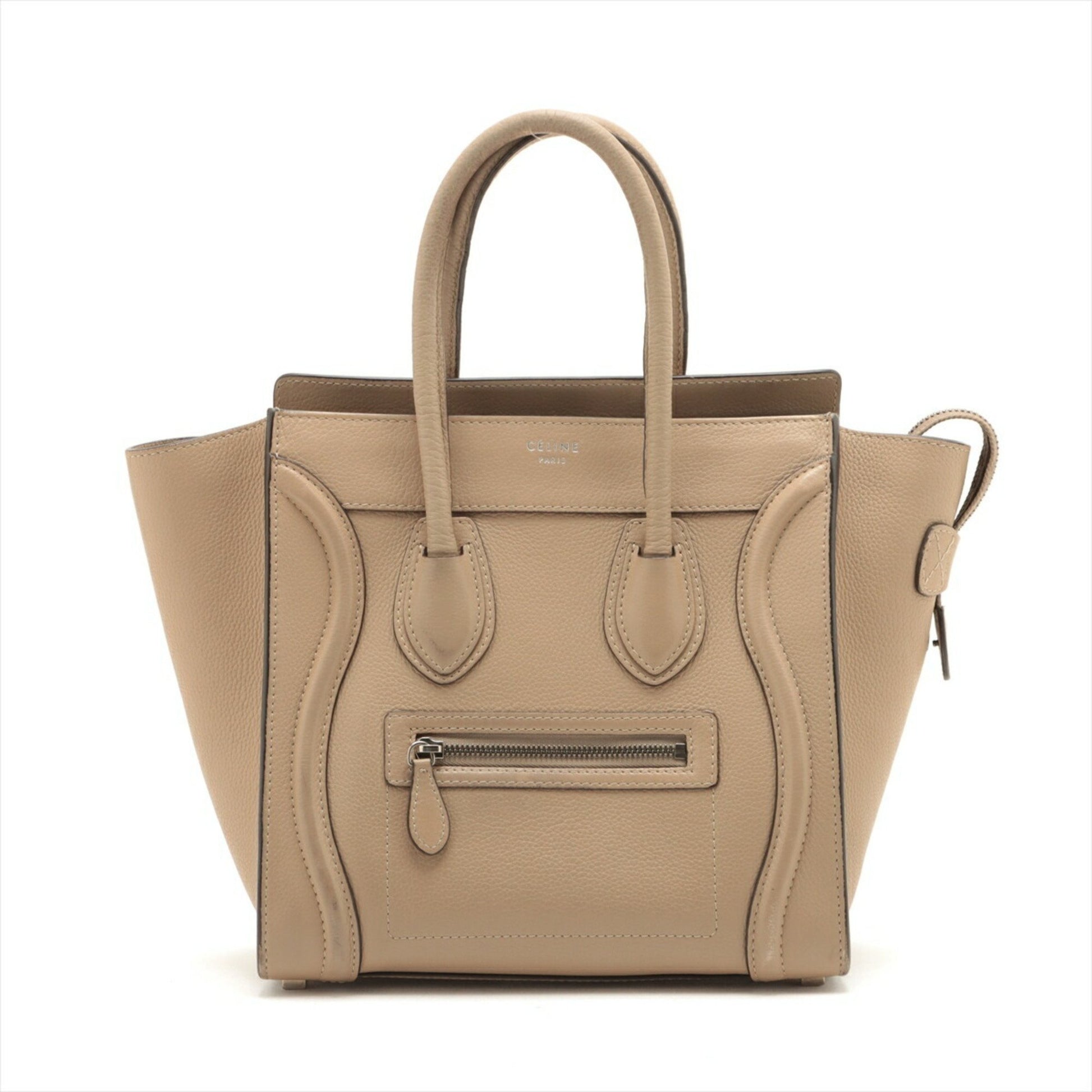 Céline Luggage, Beige, Leather, handbag