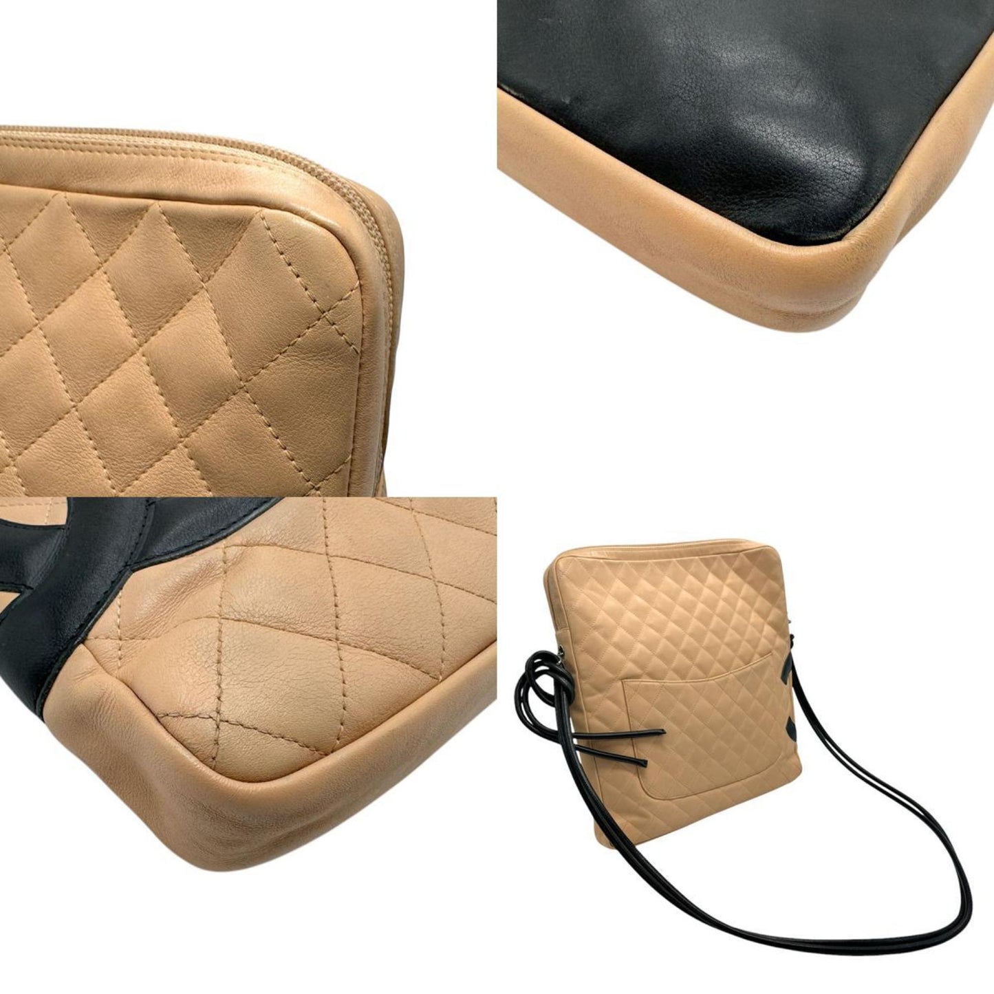 Chanel Cambon, Beige, Leather, shoulder