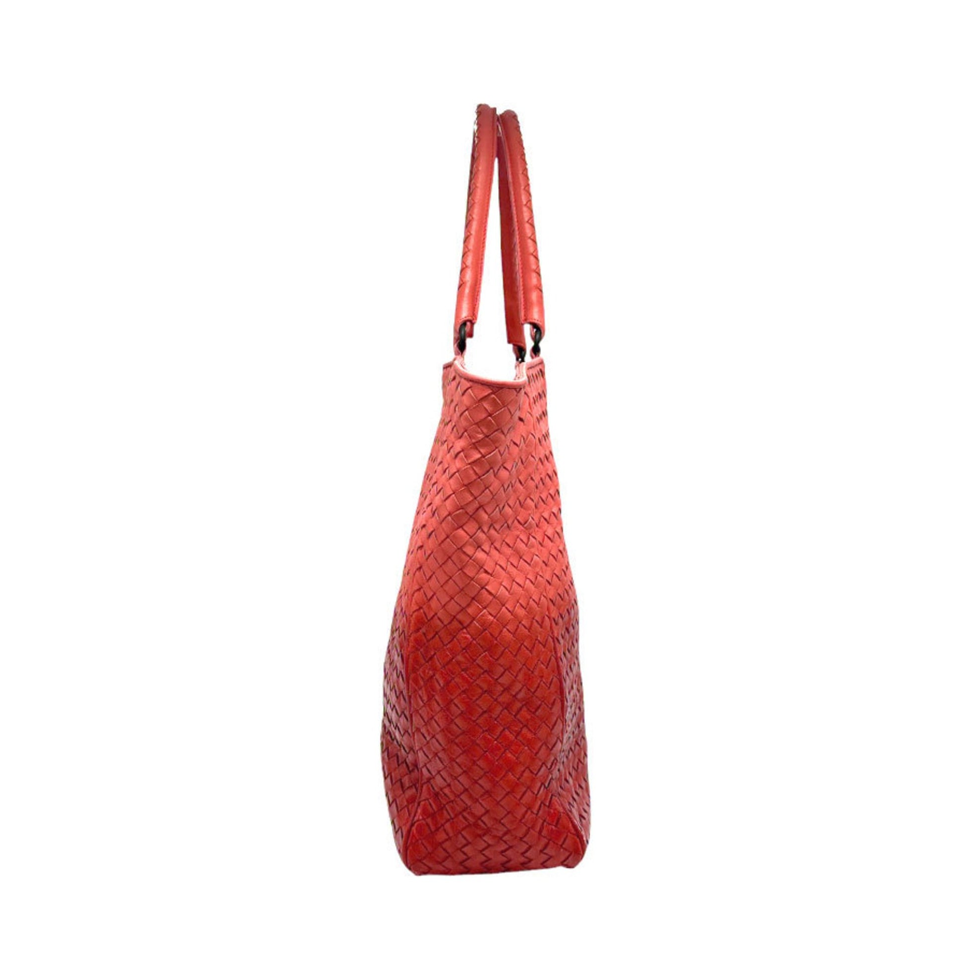 Bottega Veneta Intrecciato, Red, Leather, handbag