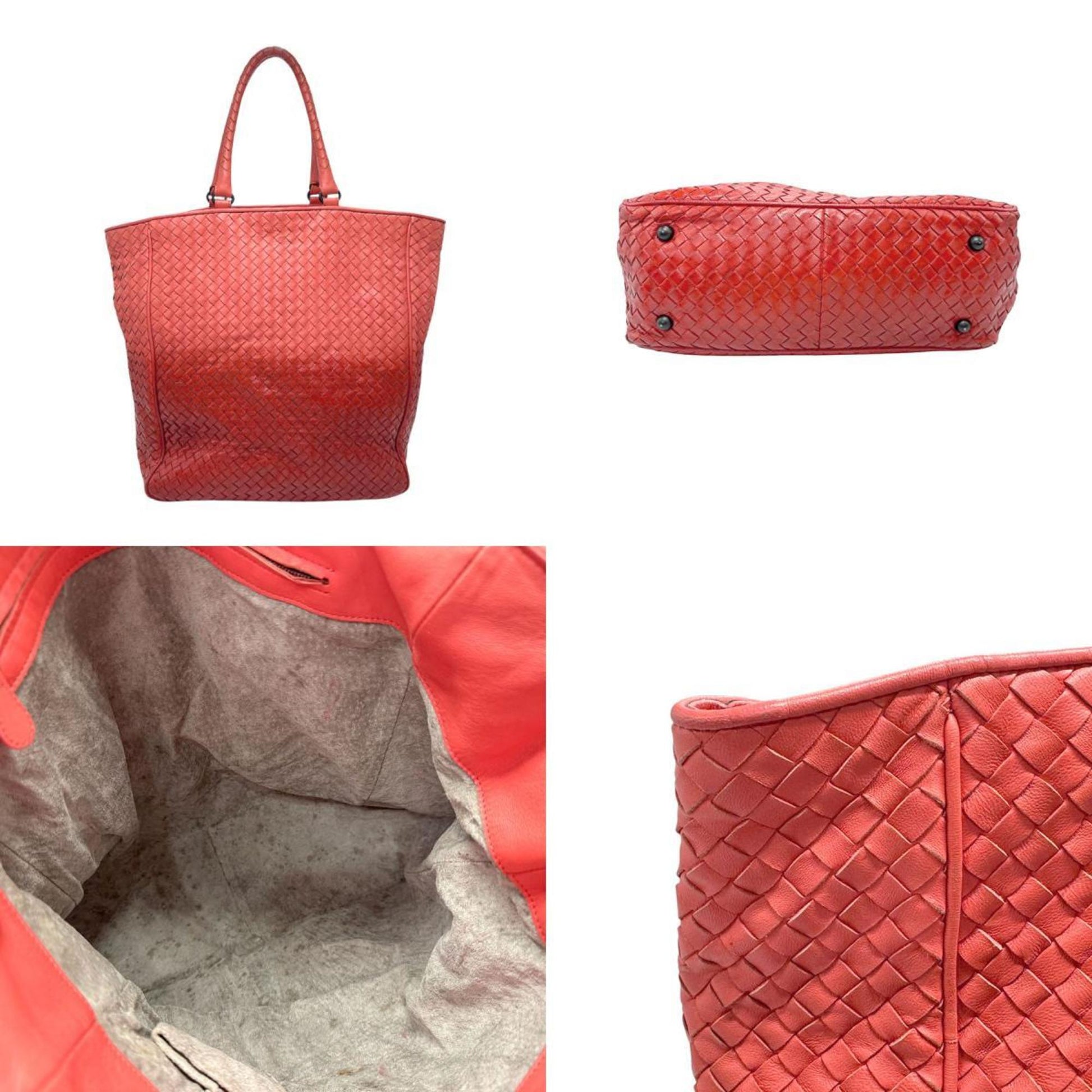 Bottega Veneta Intrecciato, Red, Leather, handbag