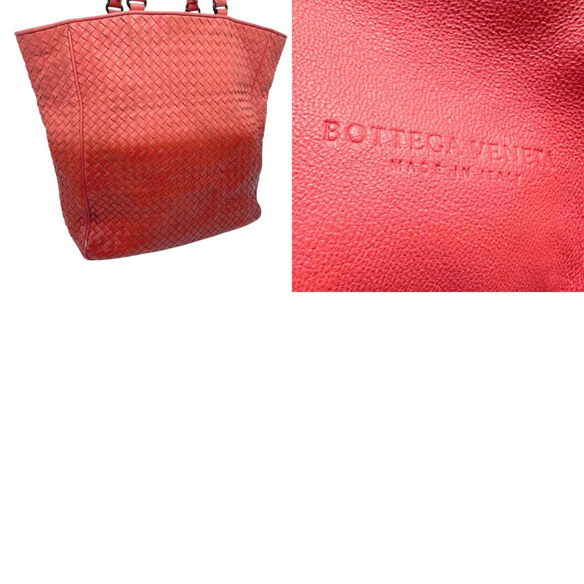 Bottega Veneta Intrecciato, Red, Leather, handbag