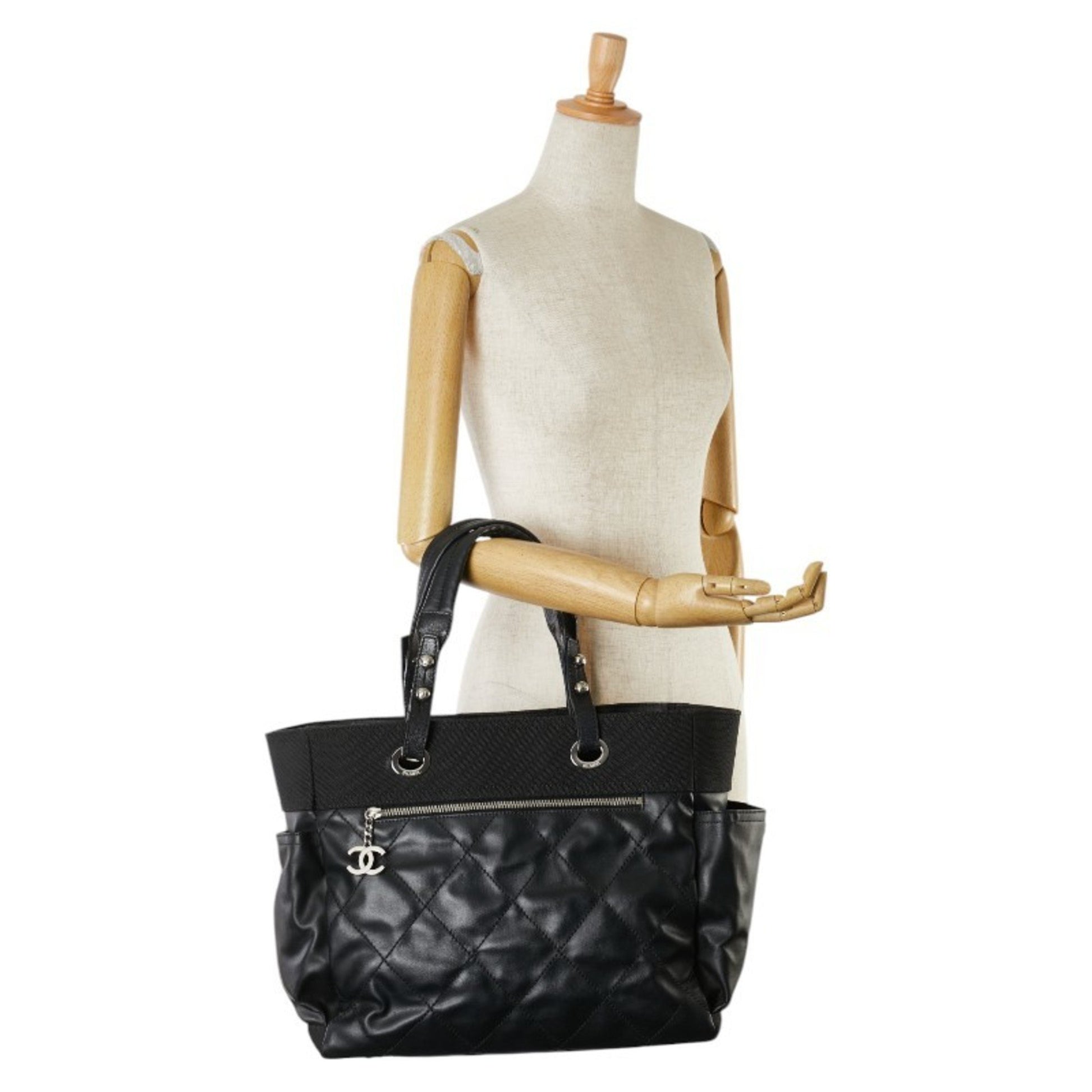 Chanel Paris Biarritz, Black, Leather, tote