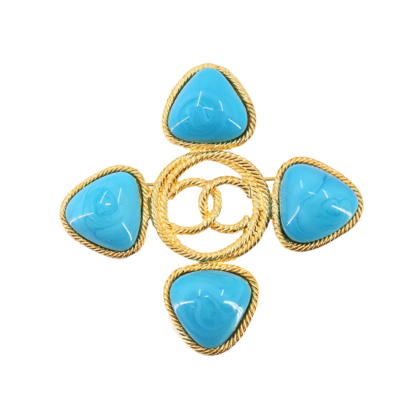 Chanel Coco Mark, Blue, Gold Plated, brooch