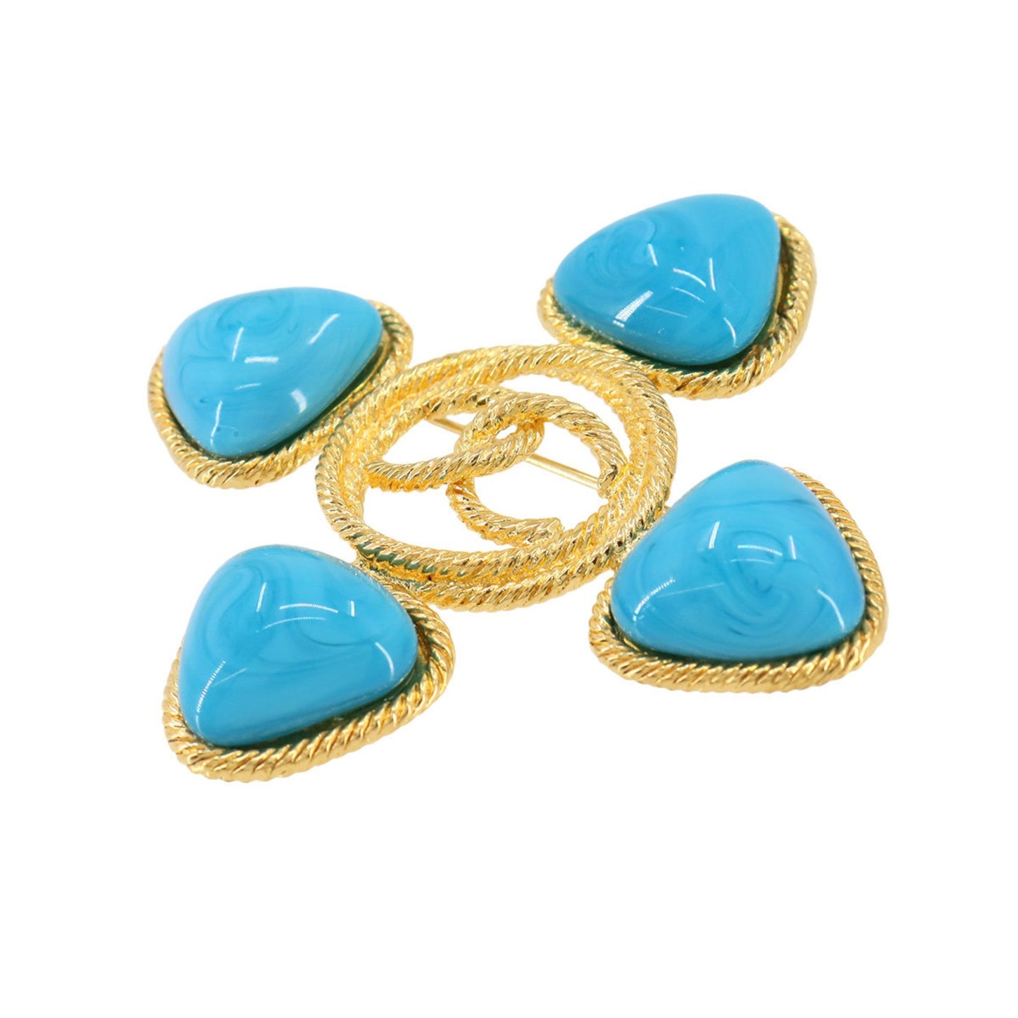 Chanel Coco Mark, Blue, Gold Plated, brooch