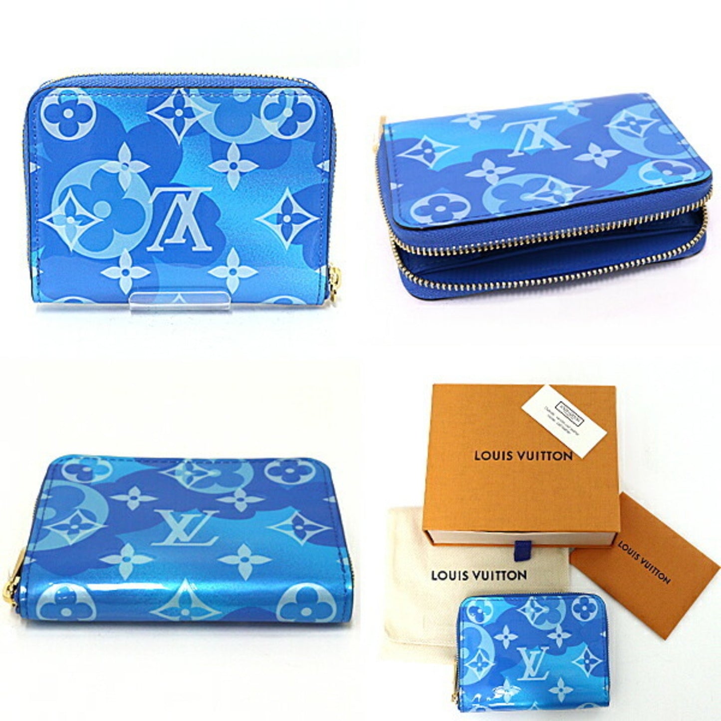 Louis Vuitton Porte monnaie Zippy, Blue, Canvas, wallet