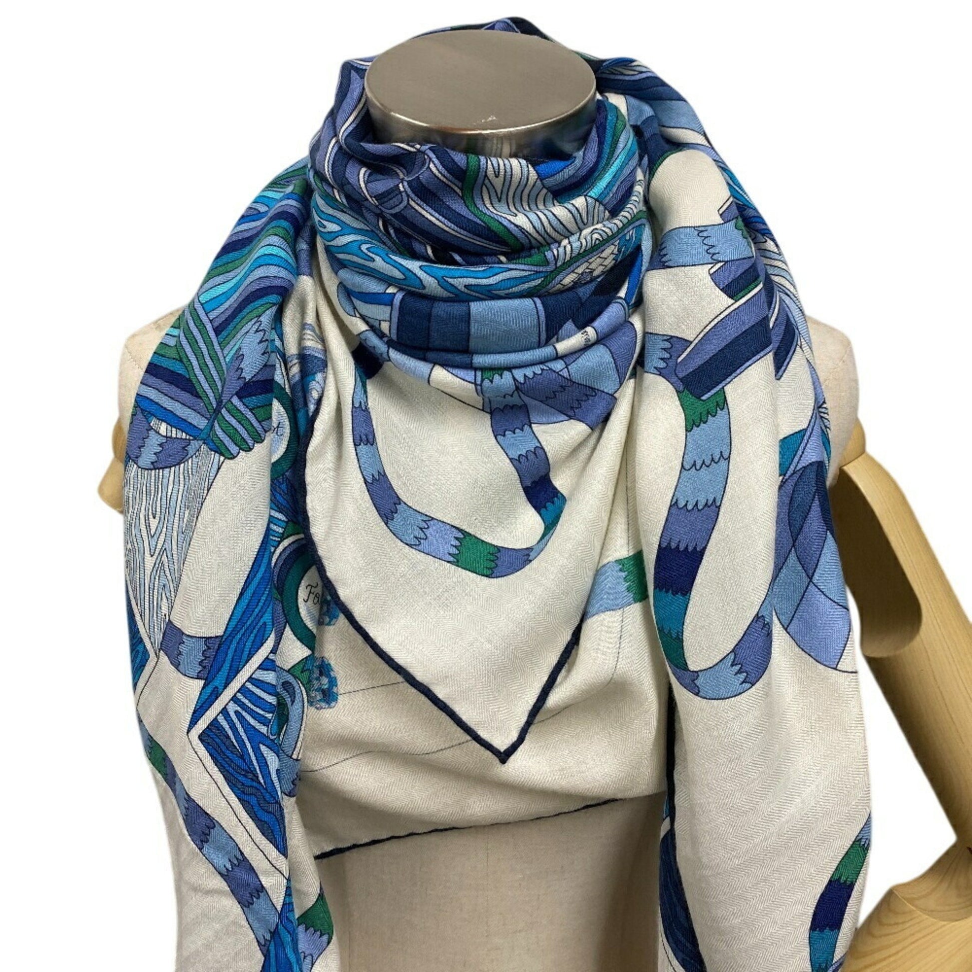 Hermès Carré 140, Blue, Cashmere, scarf