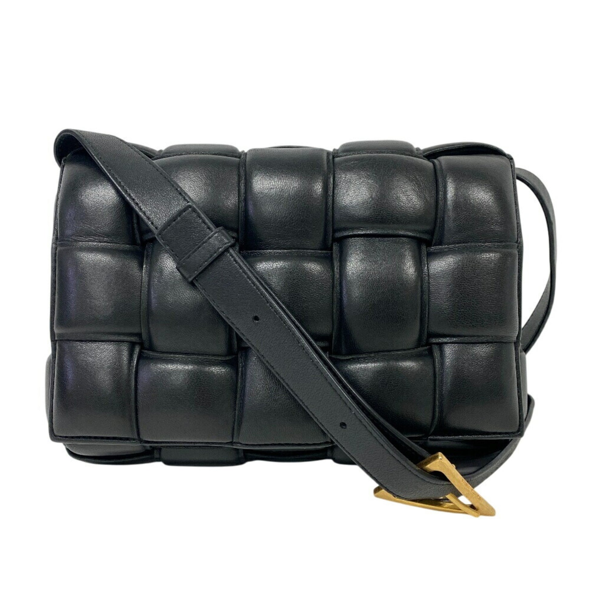 Bottega Veneta Cassette, Black, Leather, shoulder