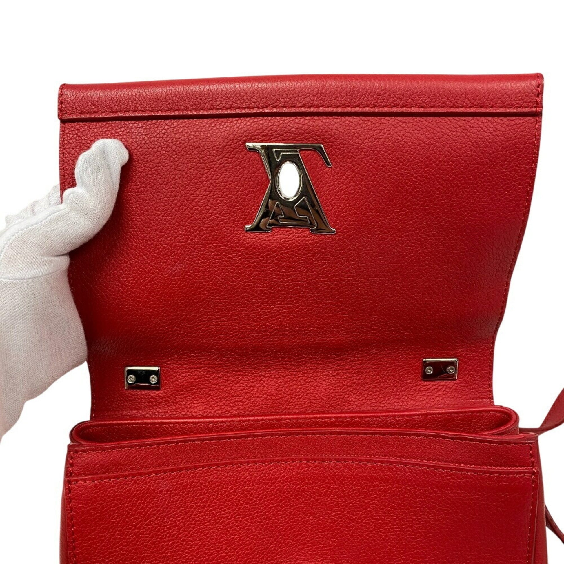 Louis Vuitton LockMe II BB, Red, Leather, shoulder