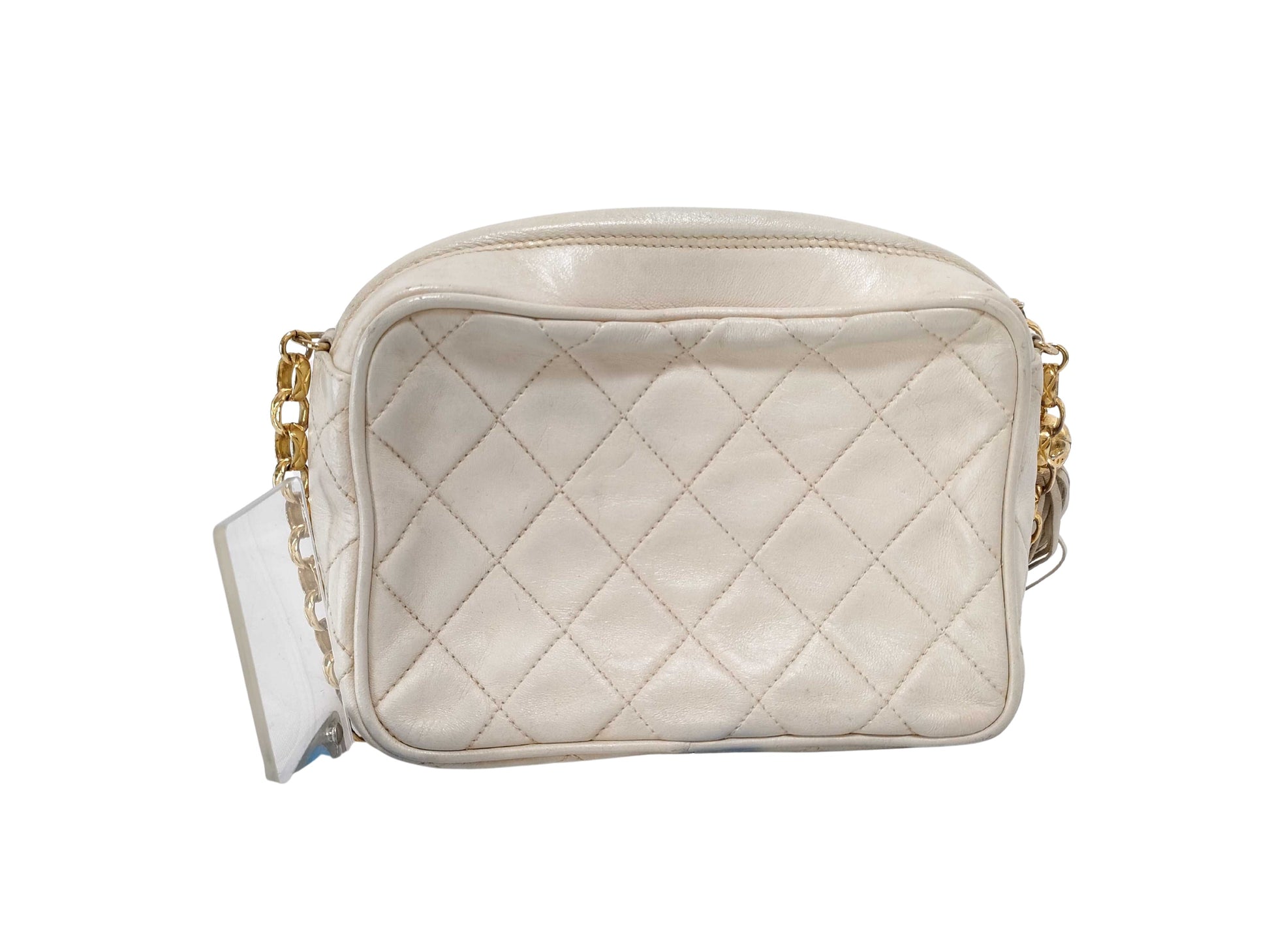 Chanel Camera, White, Leather, shoulder