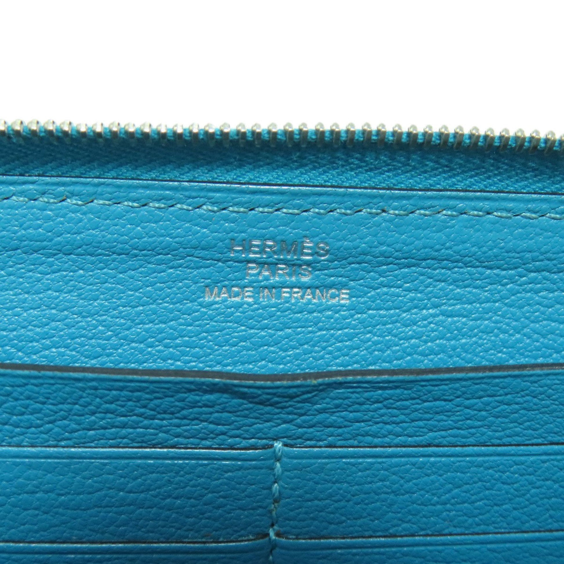 Hermès Azap, Blue, Leather, wallet