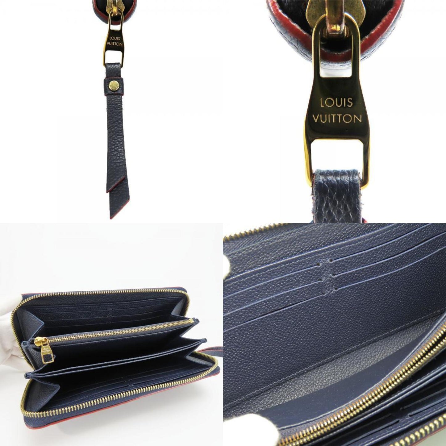 Louis Vuitton Zippy wallet, Navy, Leather, wallet