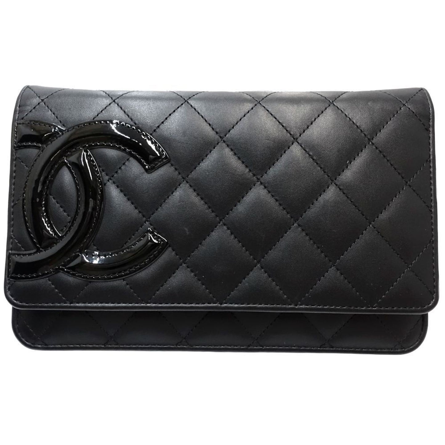 Chanel Wallet On Chain, Black, Leather, clutch