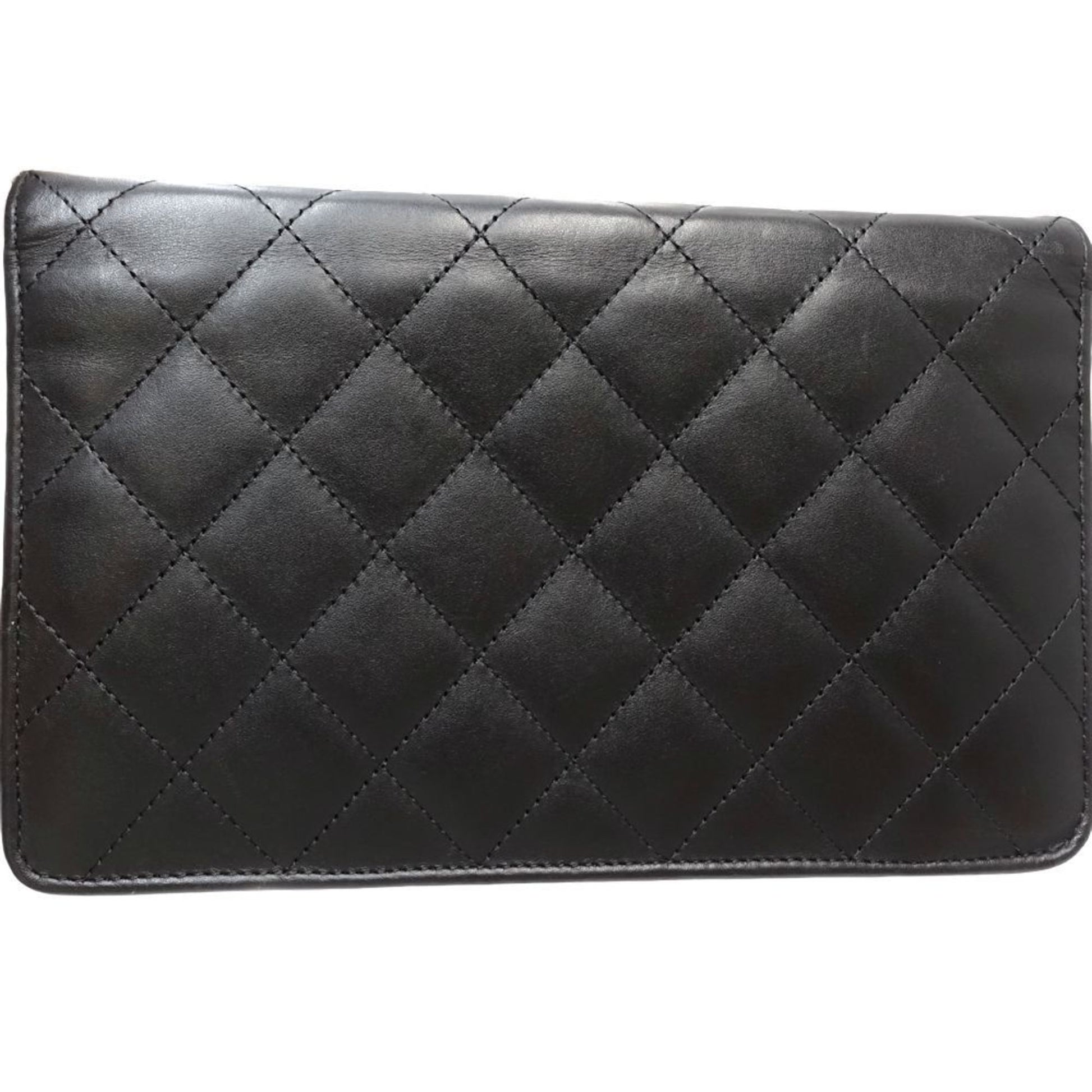 Chanel Wallet On Chain, Black, Leather, clutch