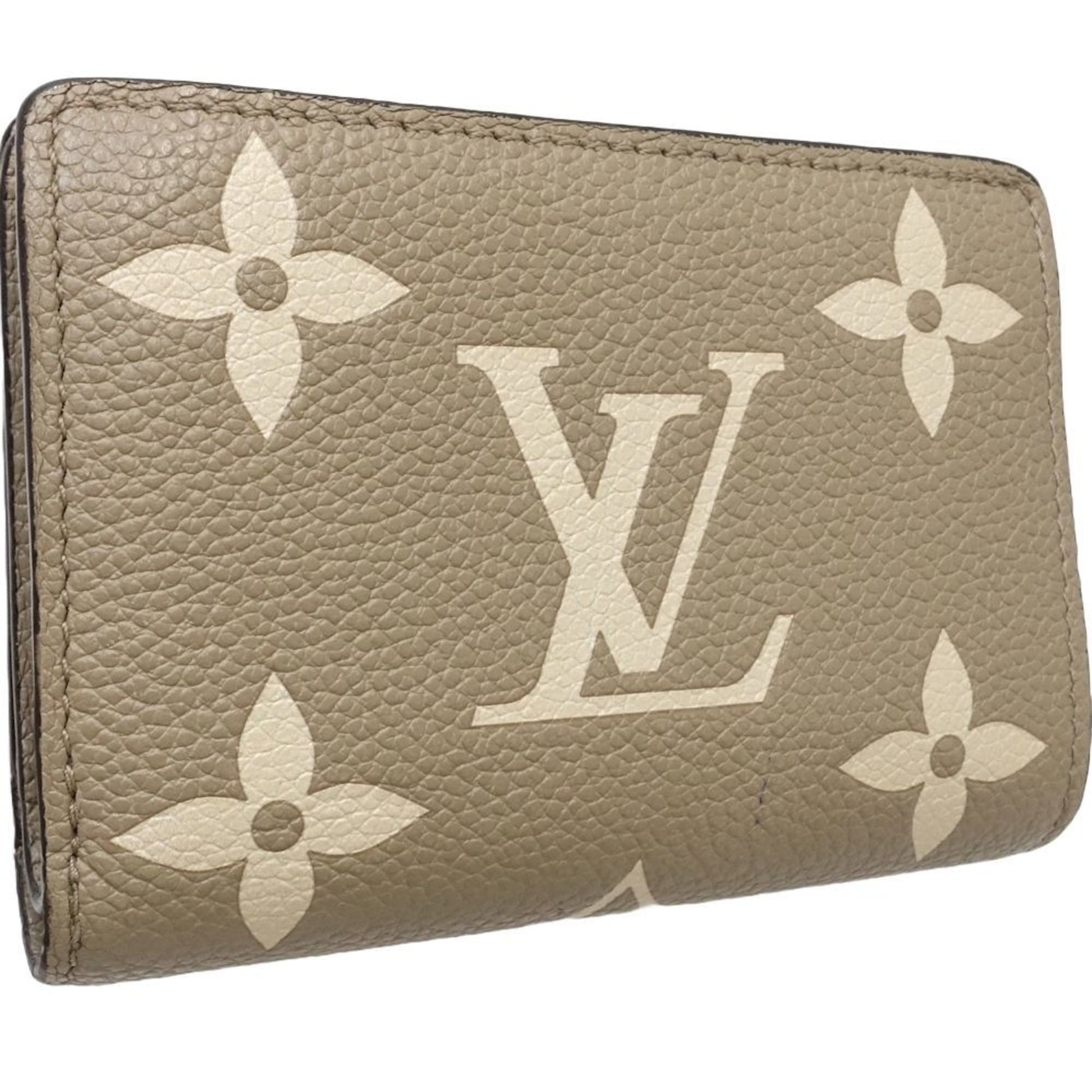 Louis Vuitton Portefeuille Cléa, Beige, Leather, wallet