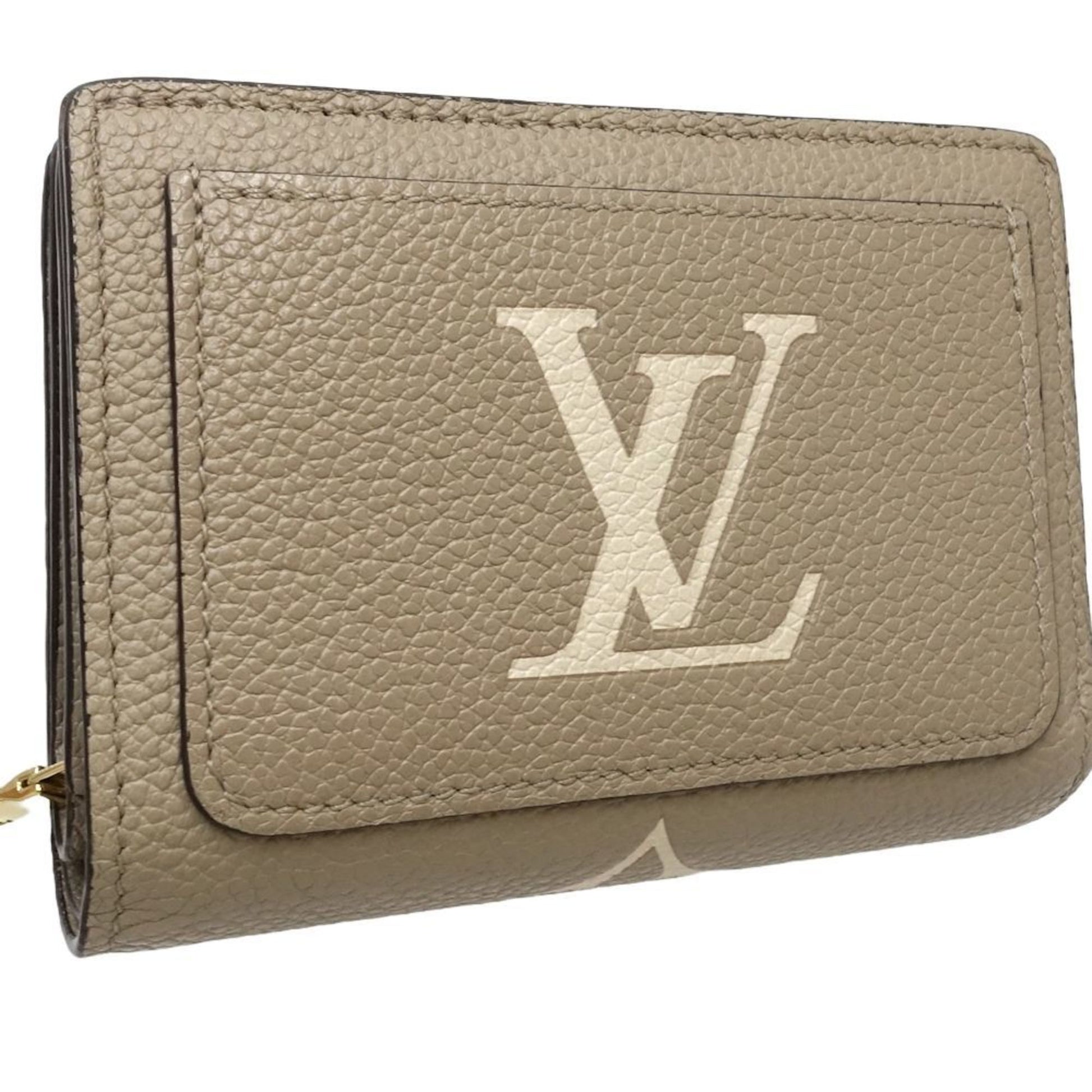 Louis Vuitton Portefeuille Cléa, Beige, Leather, wallet