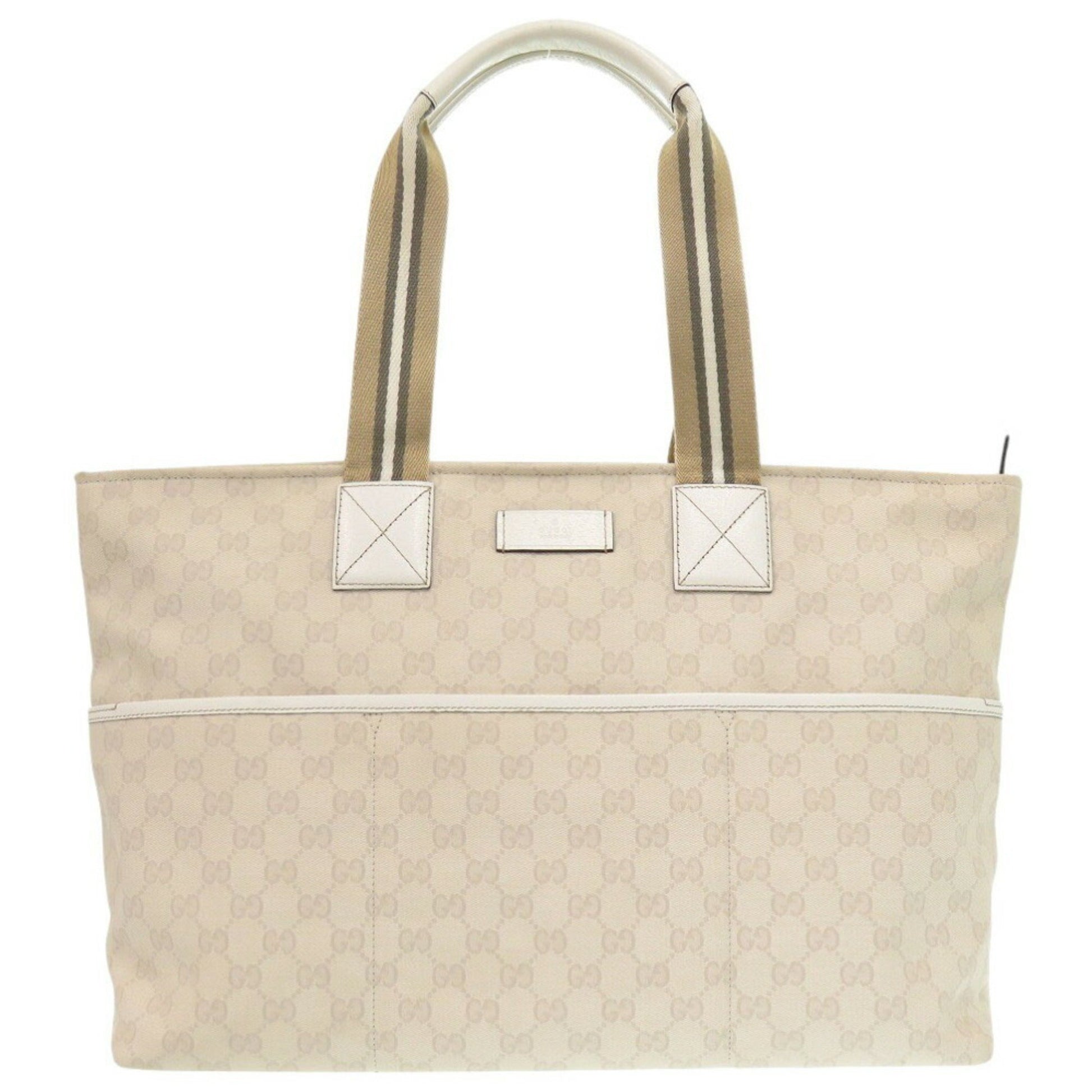 Gucci Sherry, White, Canvas, tote