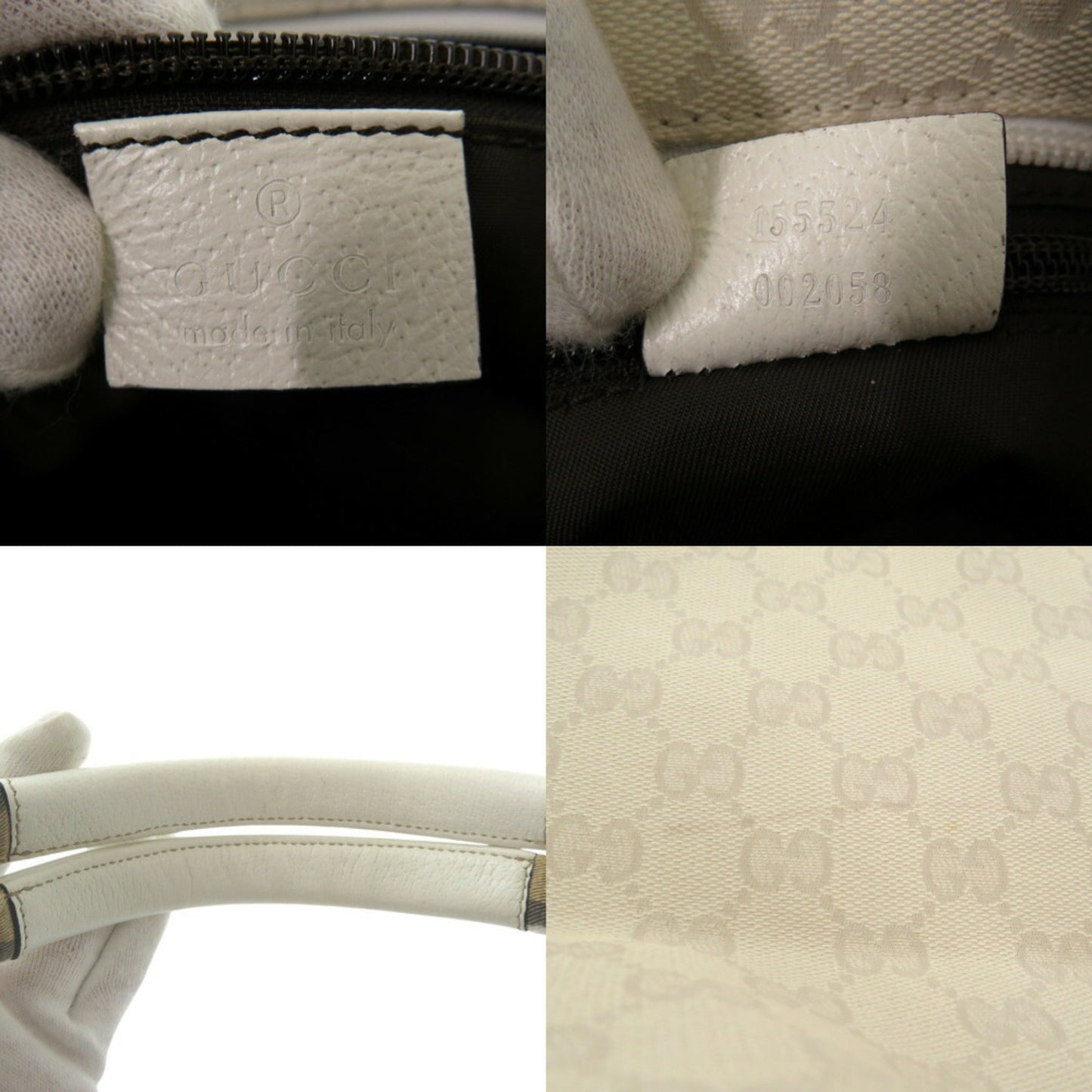 Gucci Sherry, White, Canvas, tote