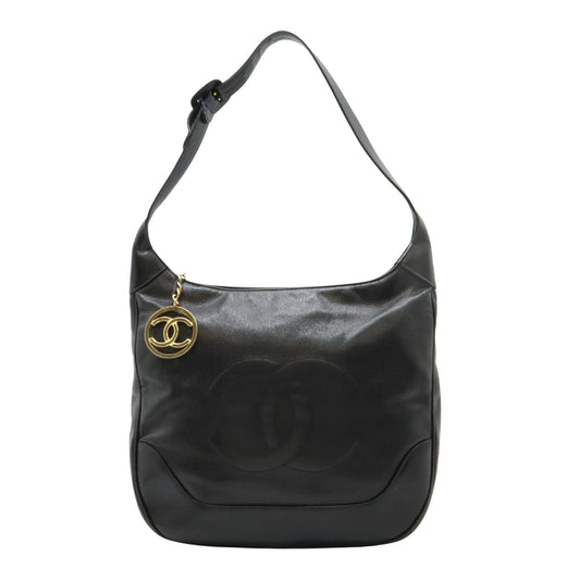 Chanel Logo CC, Black, Leather, shoulder