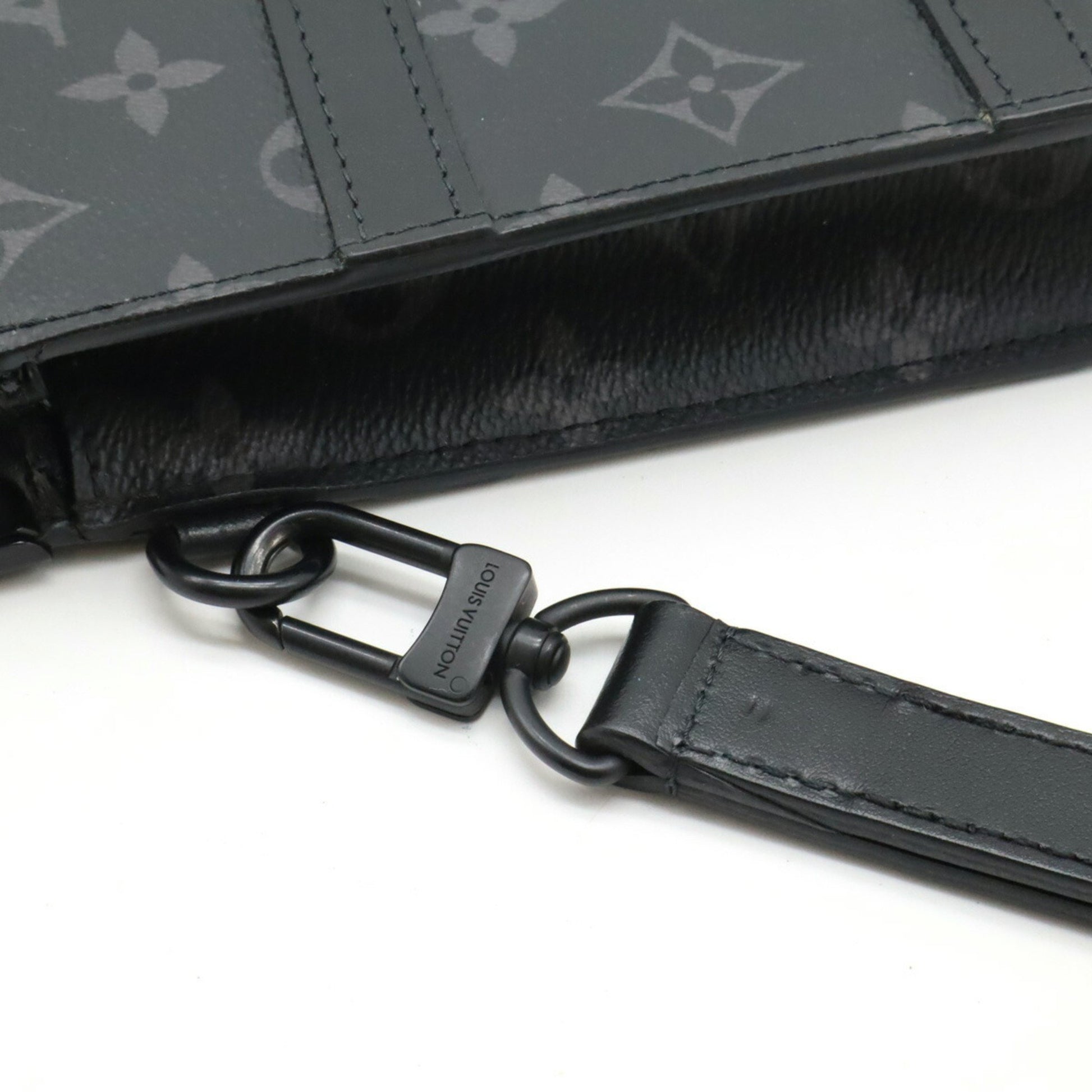 Louis Vuitton Eclipse, Black, Canvas, clutch