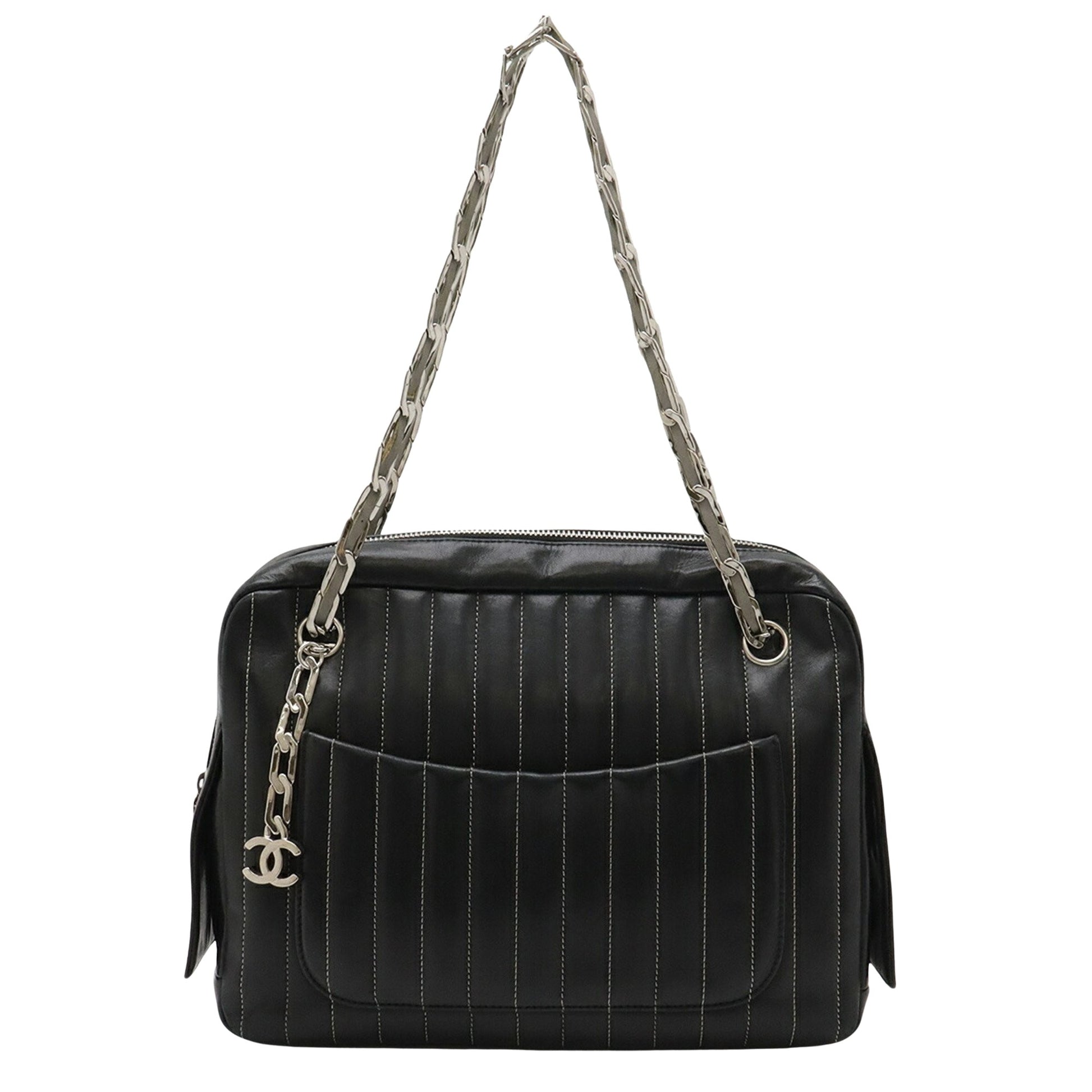 Chanel, Black, Leather, shopper