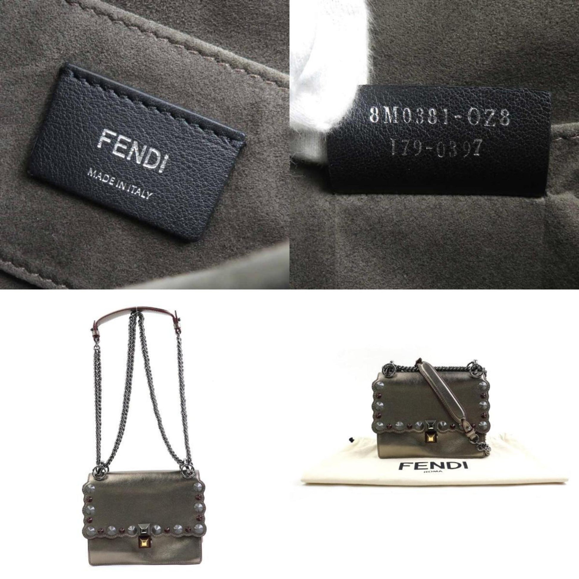 Fendi Kan I, Gold, Leather, shoulder