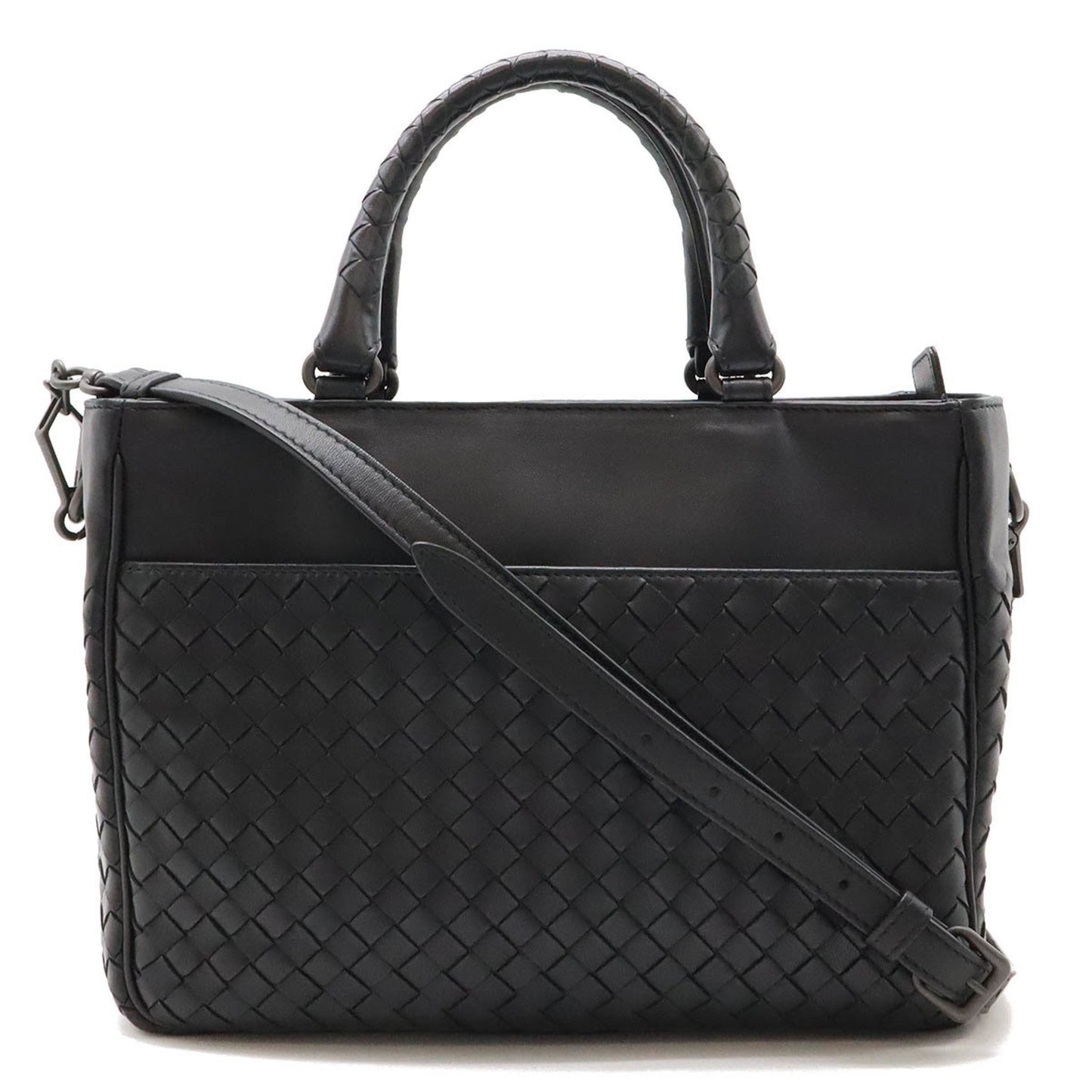 Bottega Veneta Intrecciato, Black, Leather, handbag