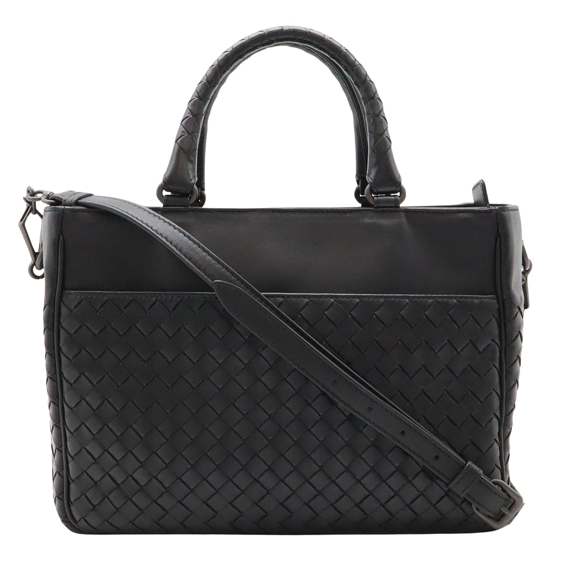 Bottega Veneta Intrecciato, Black, Leather, handbag