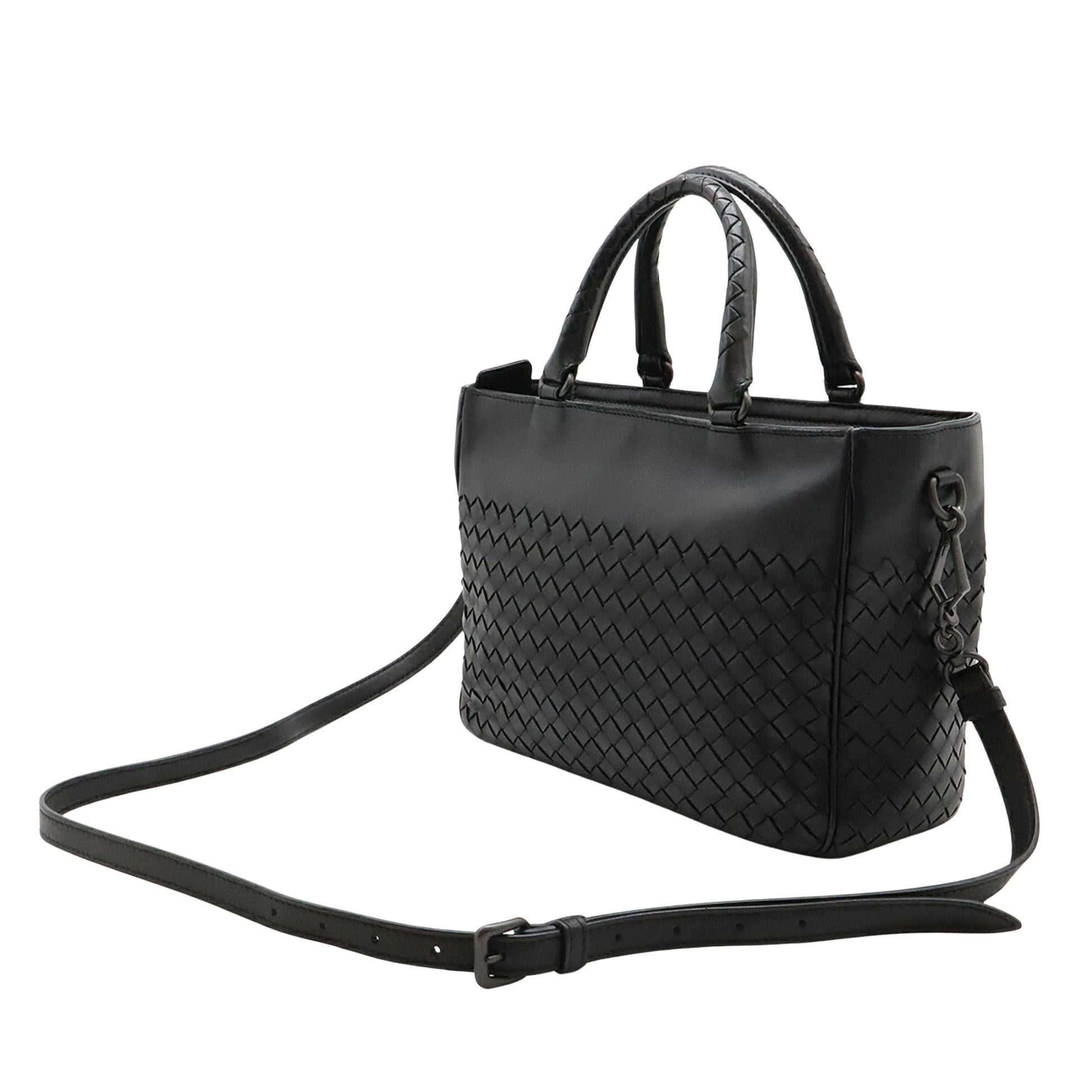 Bottega Veneta Intrecciato, Black, Leather, handbag