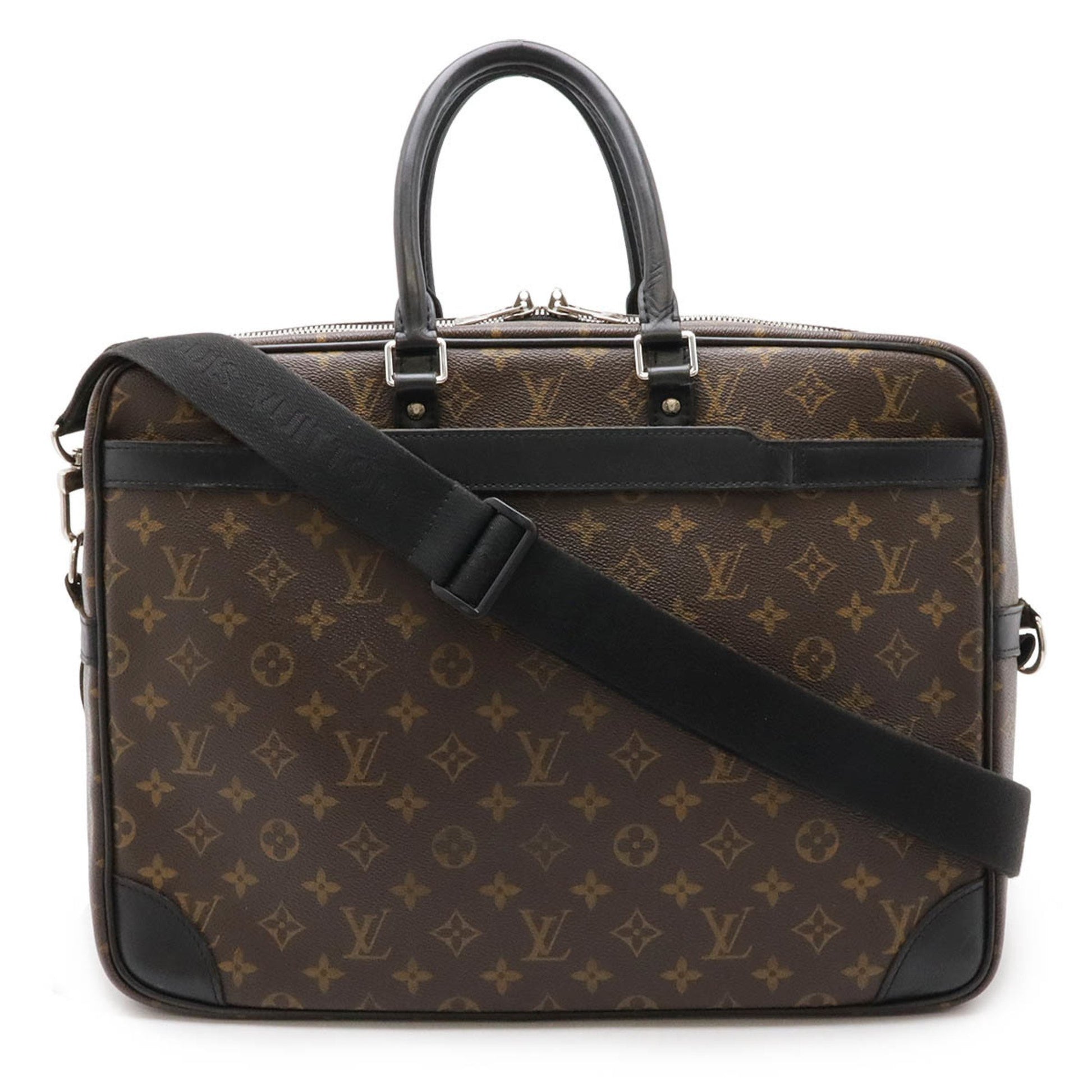 Louis Vuitton Porte Documents Voyage, Brown, Leather, briefcase