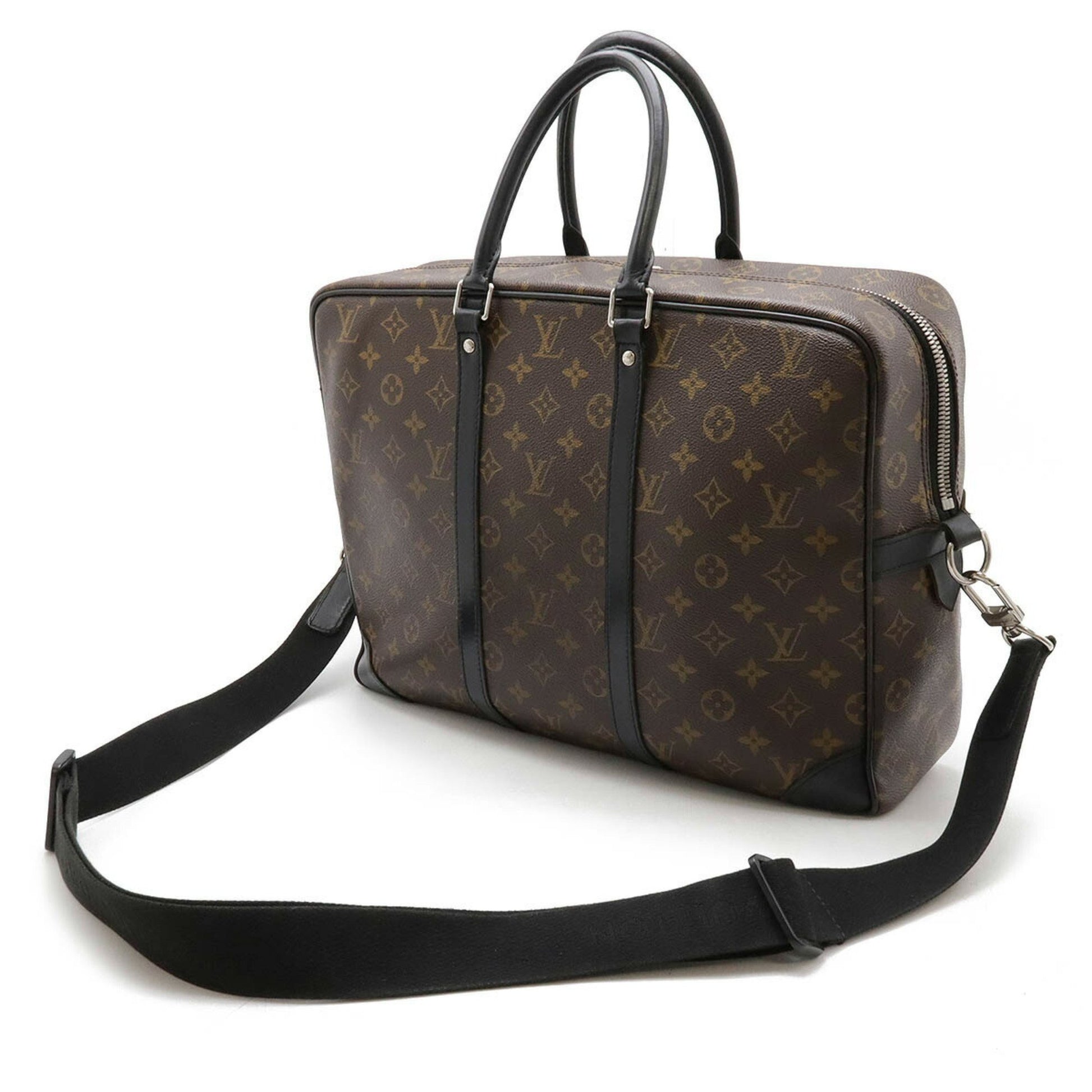 Louis Vuitton Porte Documents Voyage, Brown, Leather, briefcase