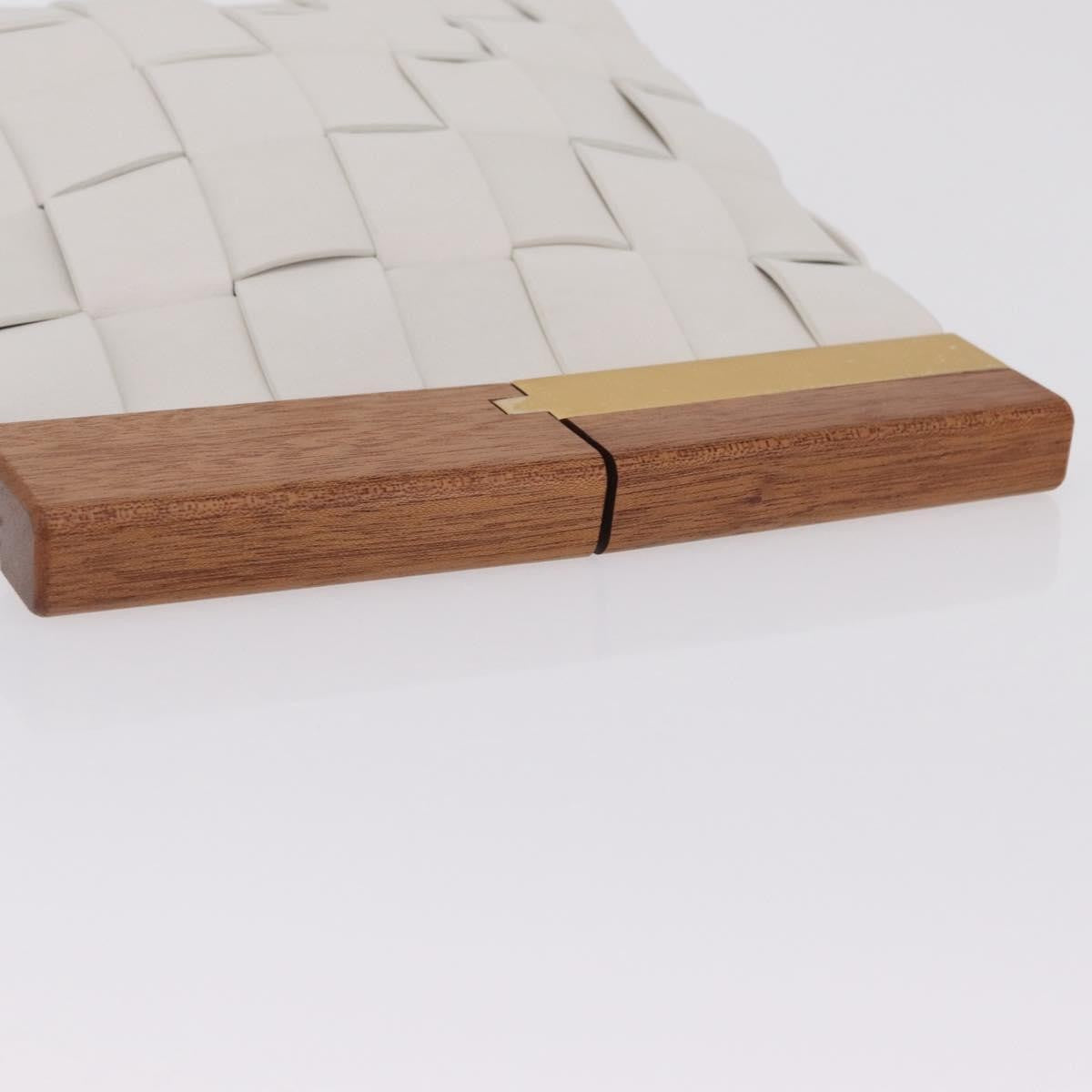 Bottega Veneta The Snap Clutch Maxi Intrecciato Leather with Wood and Metal, White, Leather, Clutch