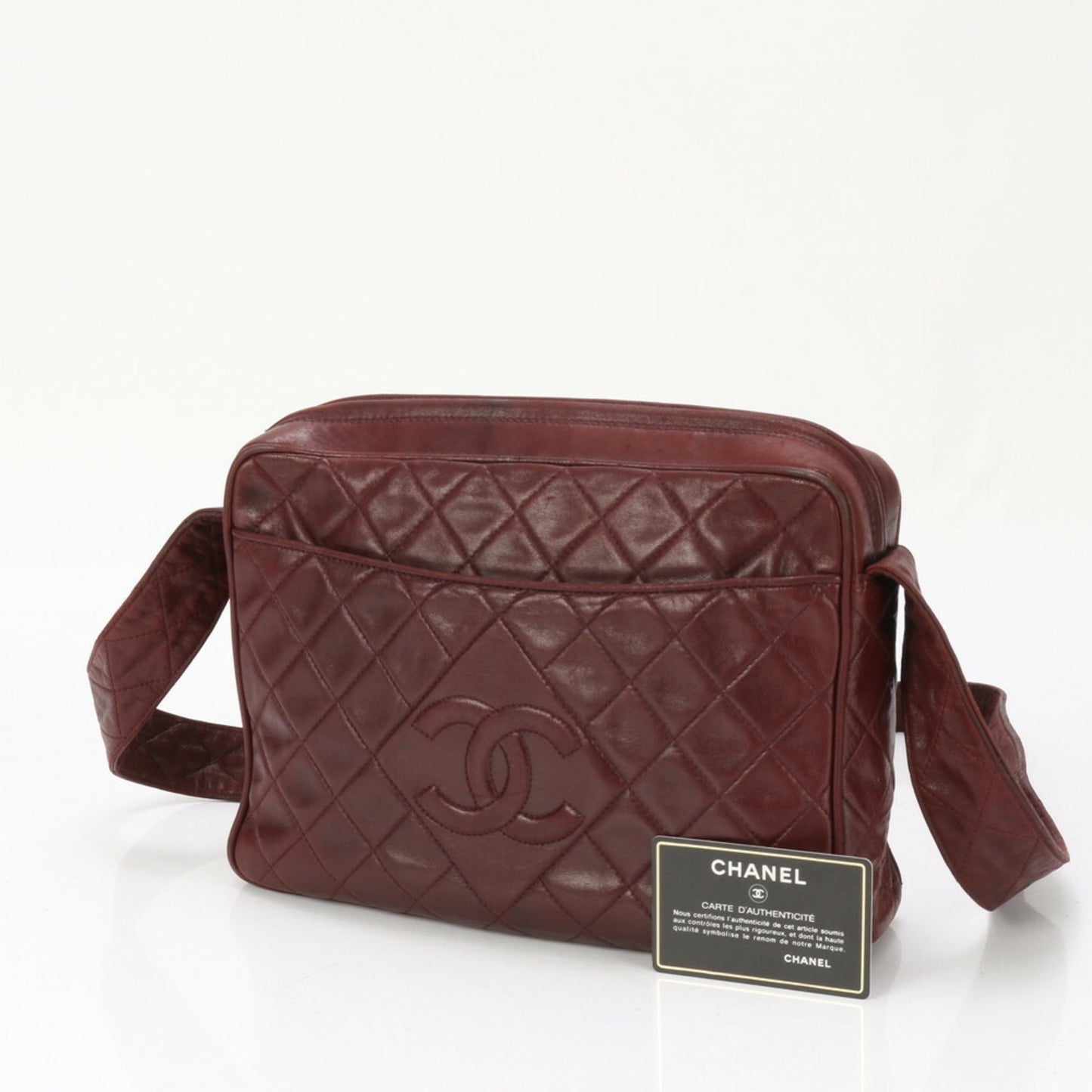 Chanel Camera, Burgundy, Leather, shoulder