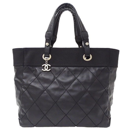 Chanel Biarritz, Black, Canvas, tote