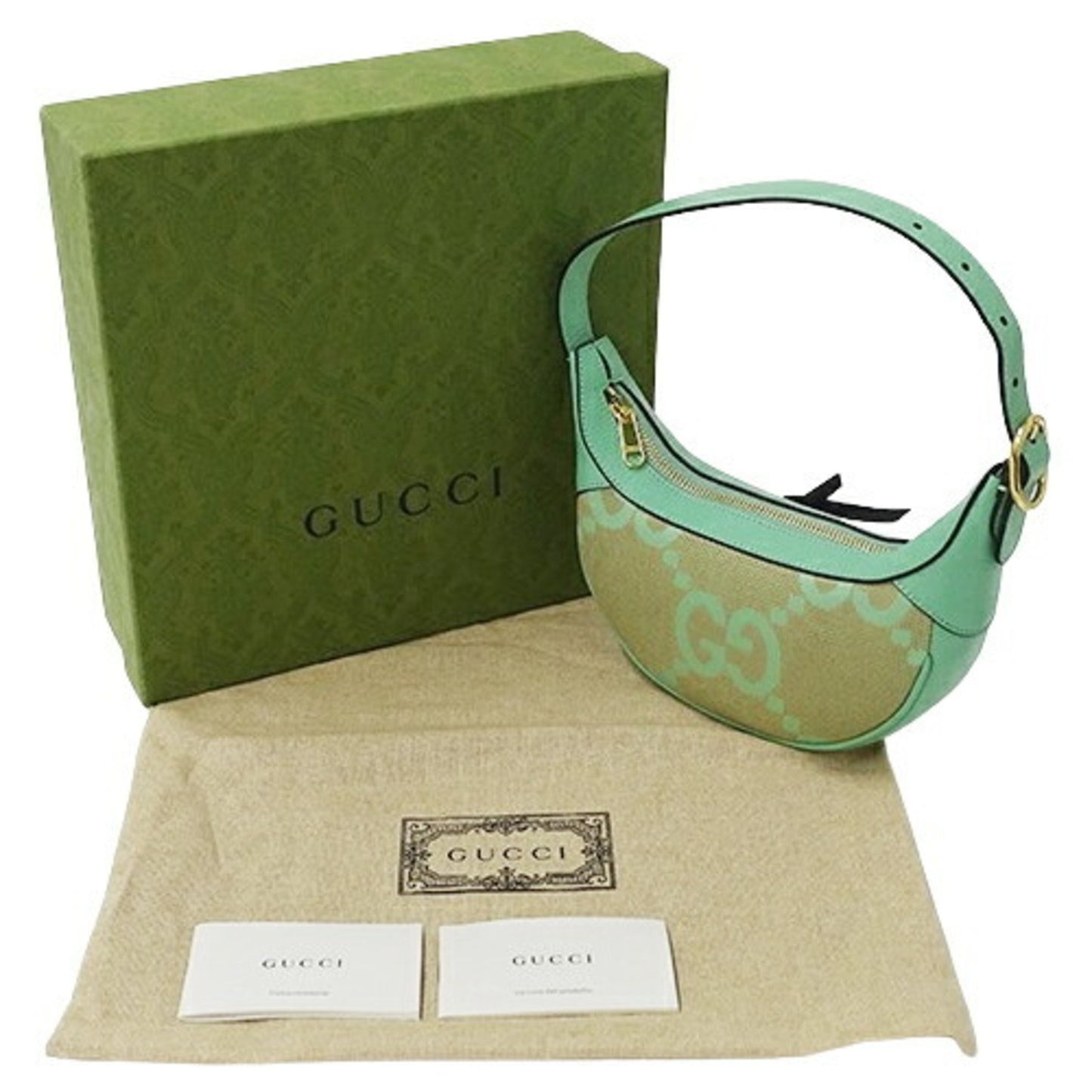 Gucci Ophidia, Green, Canvas, shoulder