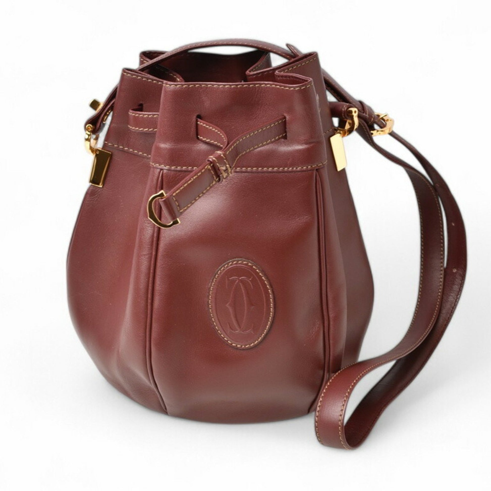 Cartier Must de Cartier, Burgundy, Leather, shoulder