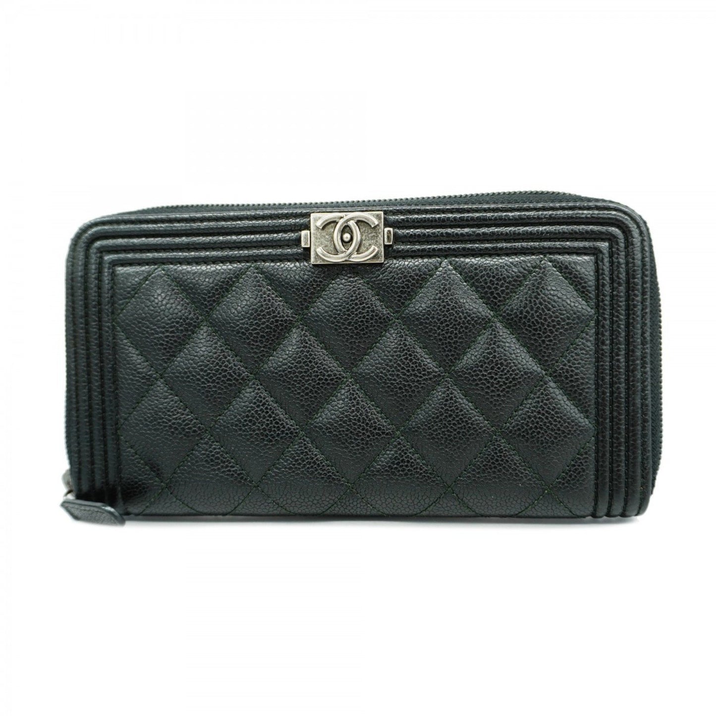 Chanel Boy, Black, Leather, wallet