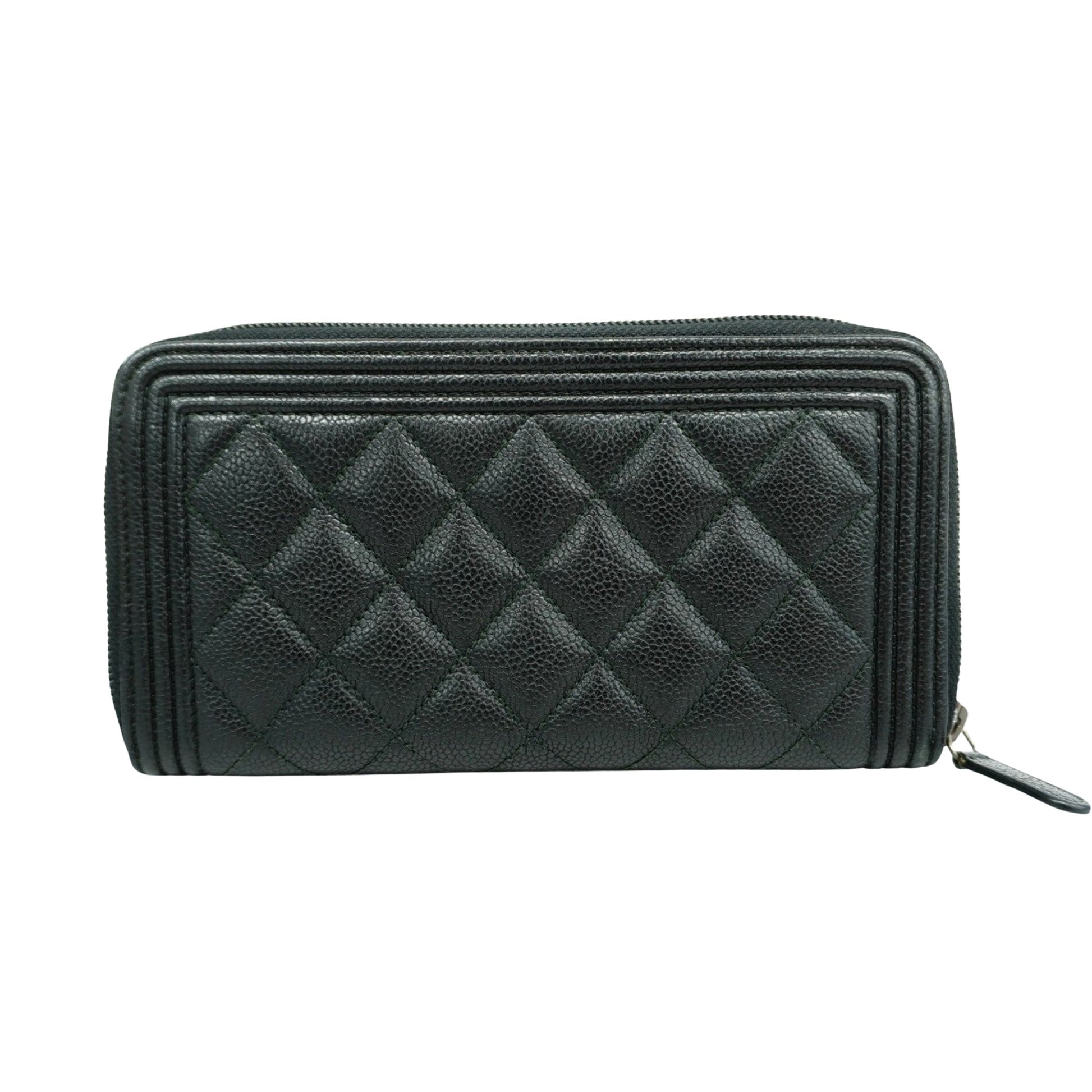 Chanel Boy, Black, Leather, wallet