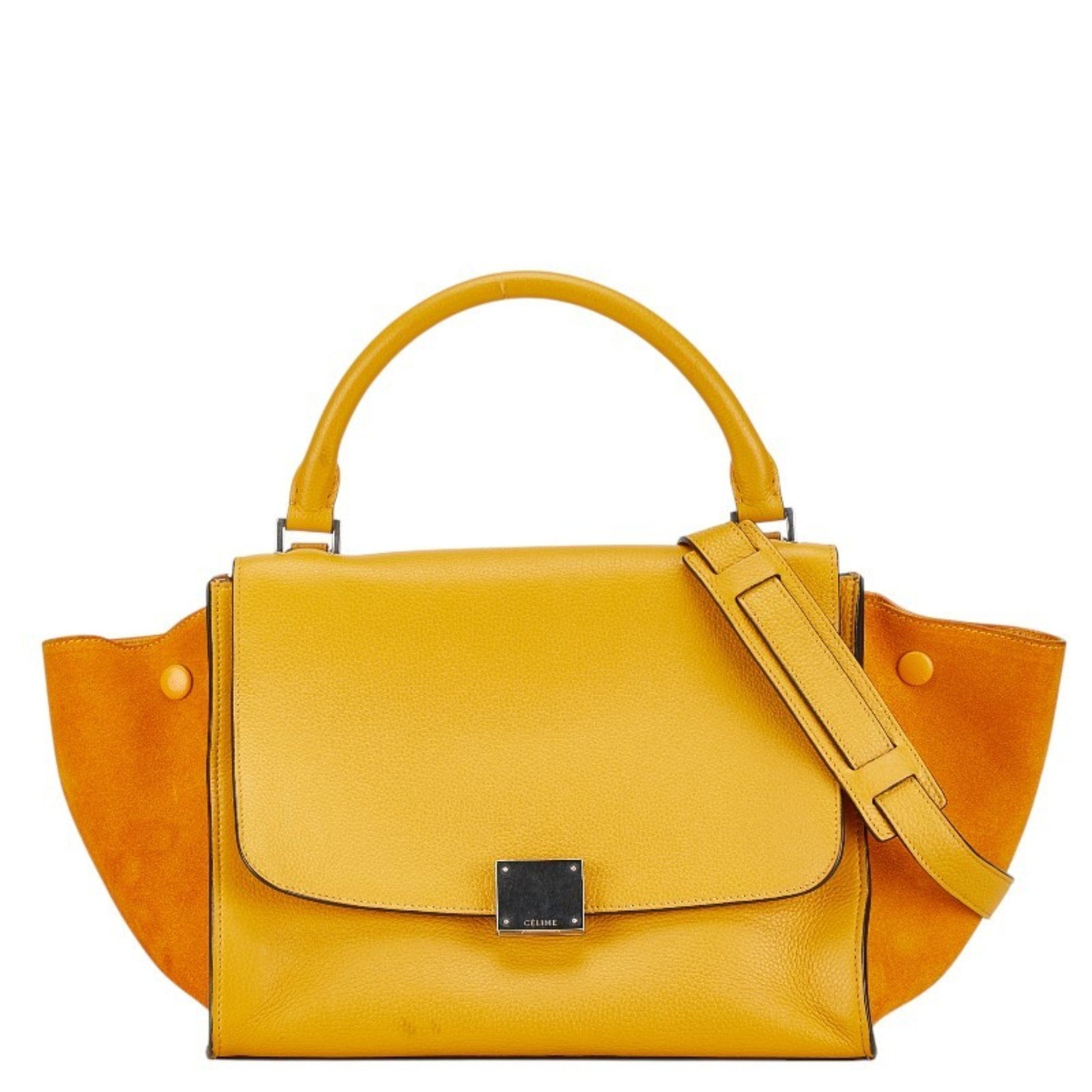 Céline Trapèze, Yellow, Leather, handbag