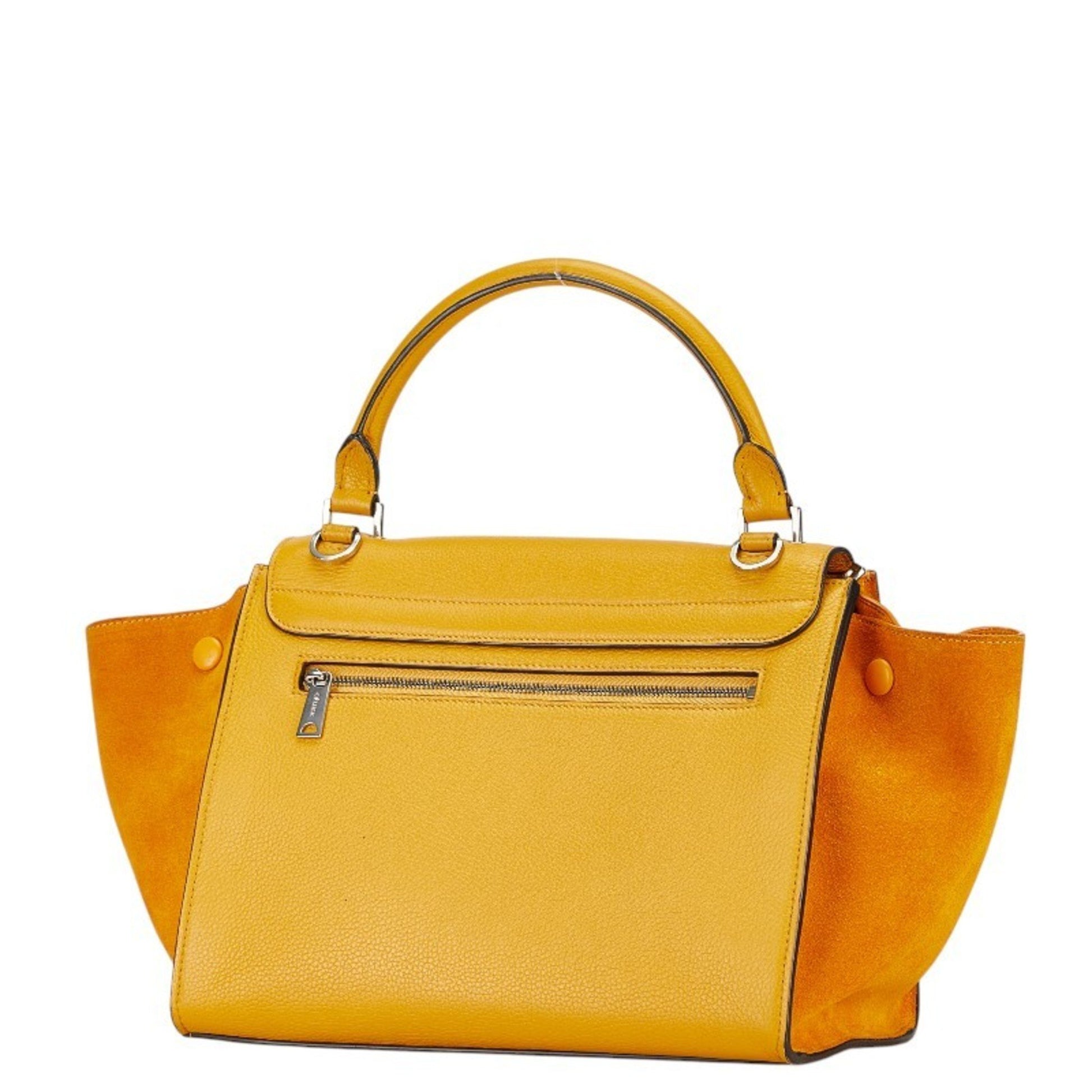 Céline Trapèze, Yellow, Leather, handbag