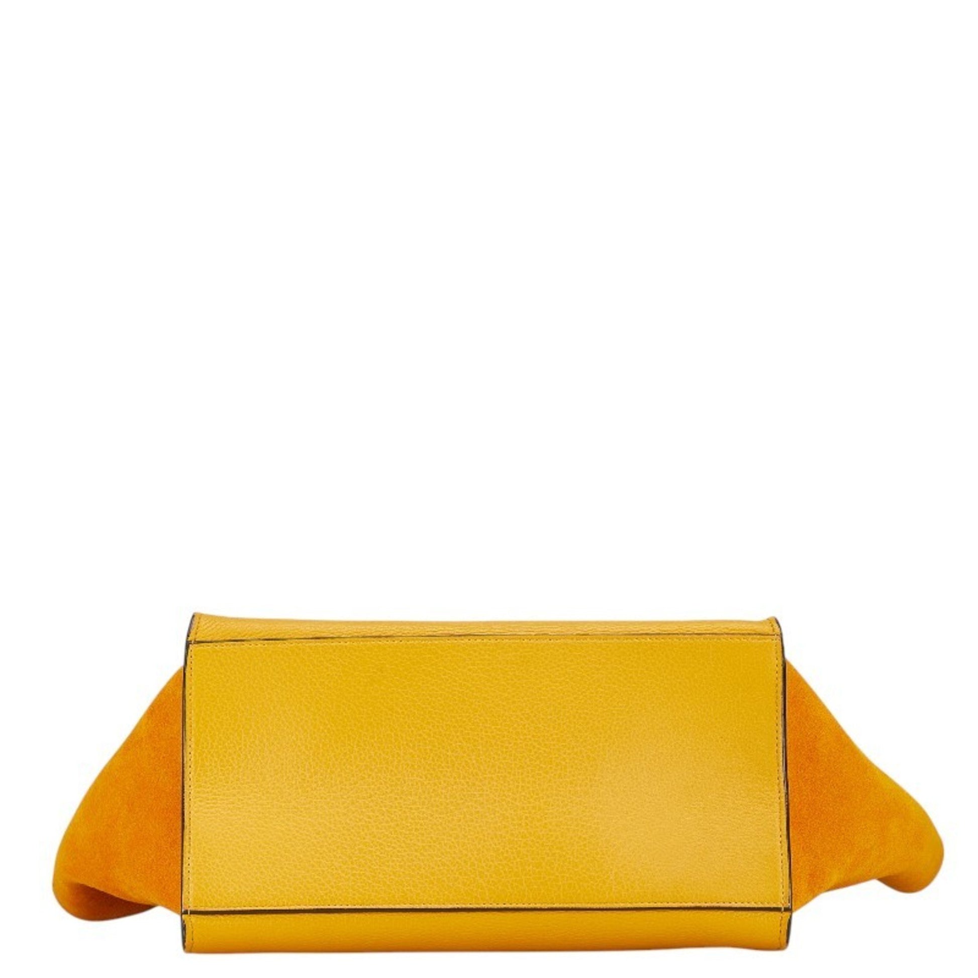 Céline Trapèze, Yellow, Leather, handbag