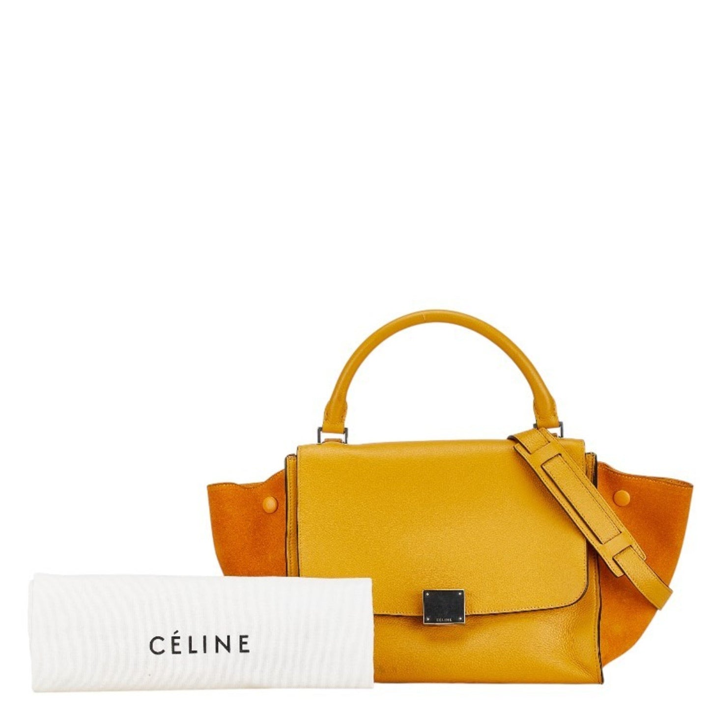 Céline Trapèze, Yellow, Leather, handbag