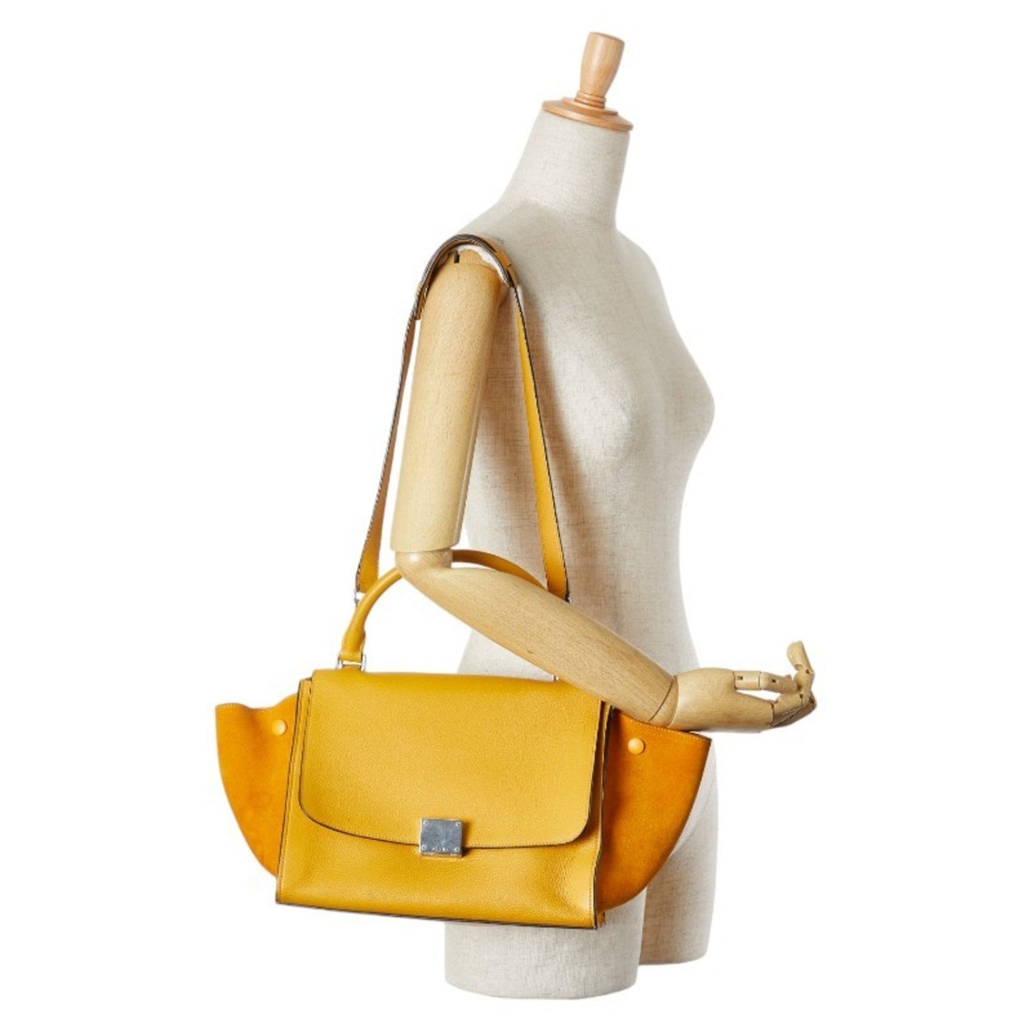 Céline Trapèze, Yellow, Leather, handbag