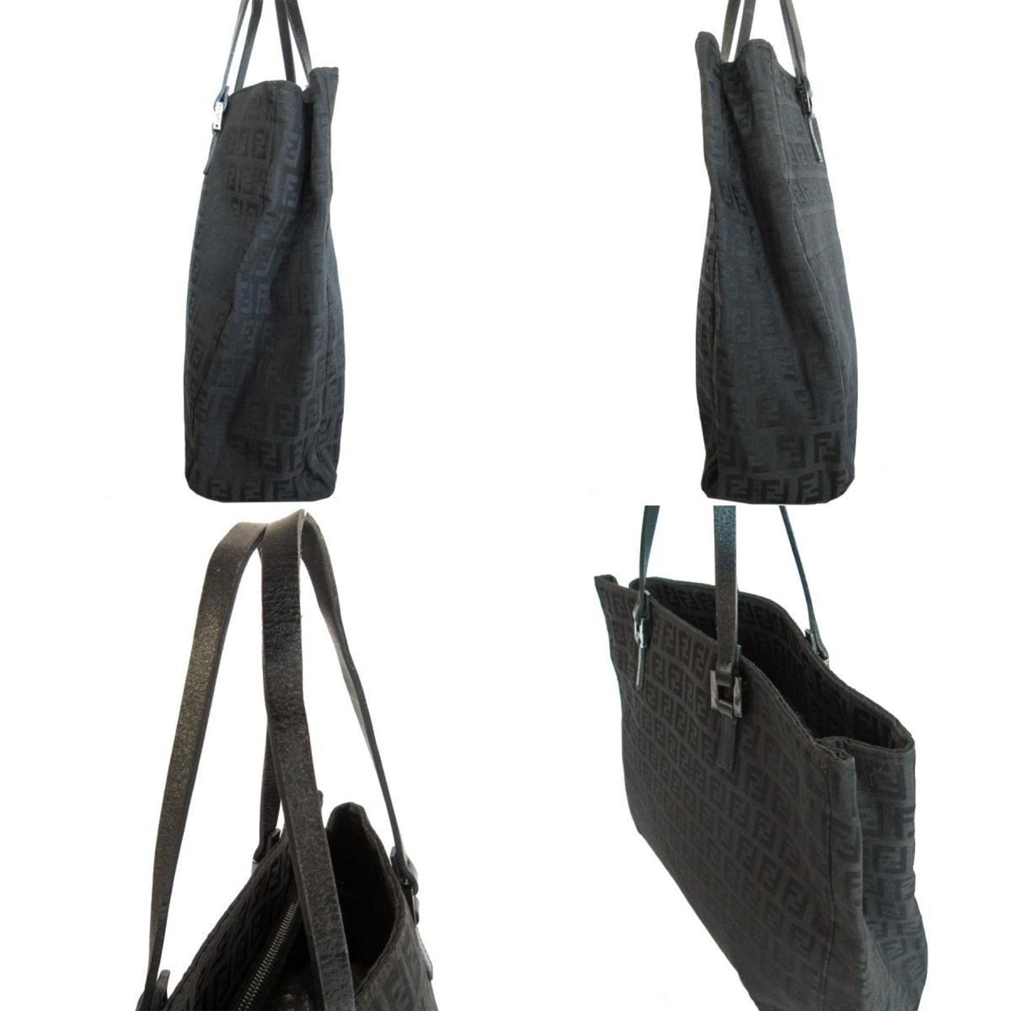 Fendi Zucchino, Black, Canvas, tote