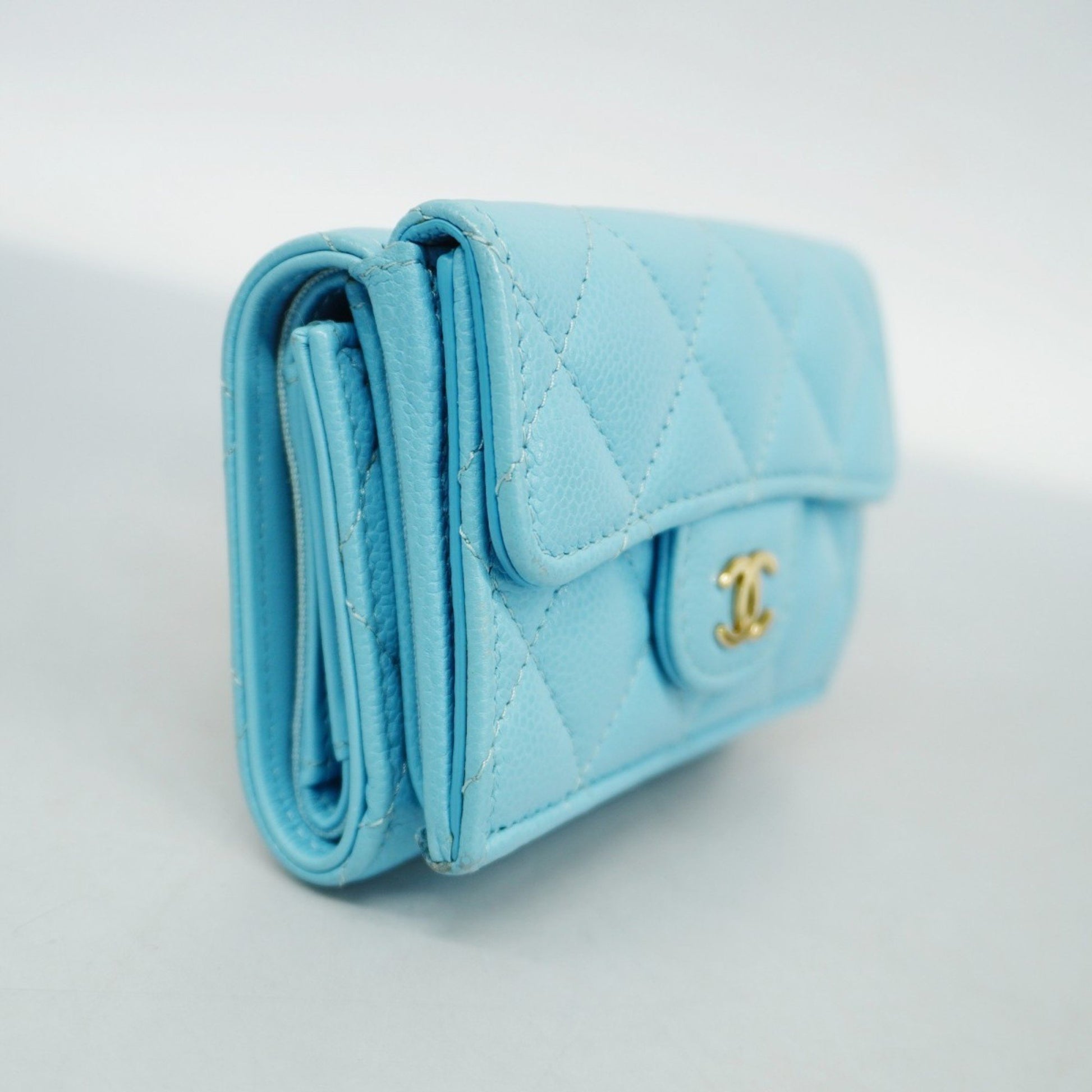 Chanel, Blue, Leather, wallet