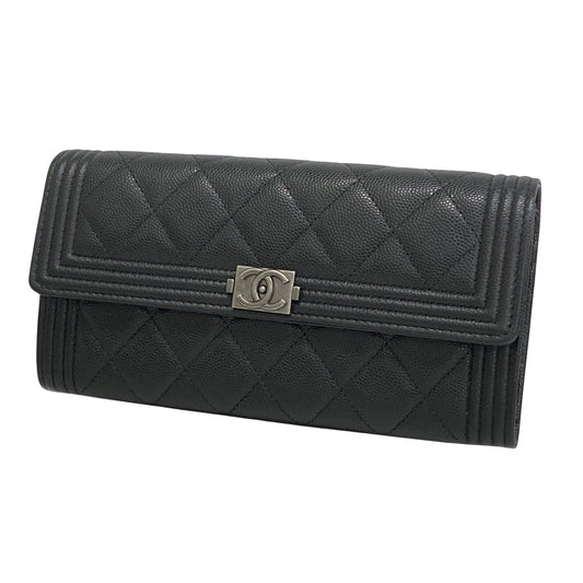 Chanel, Black, Leather, wallet